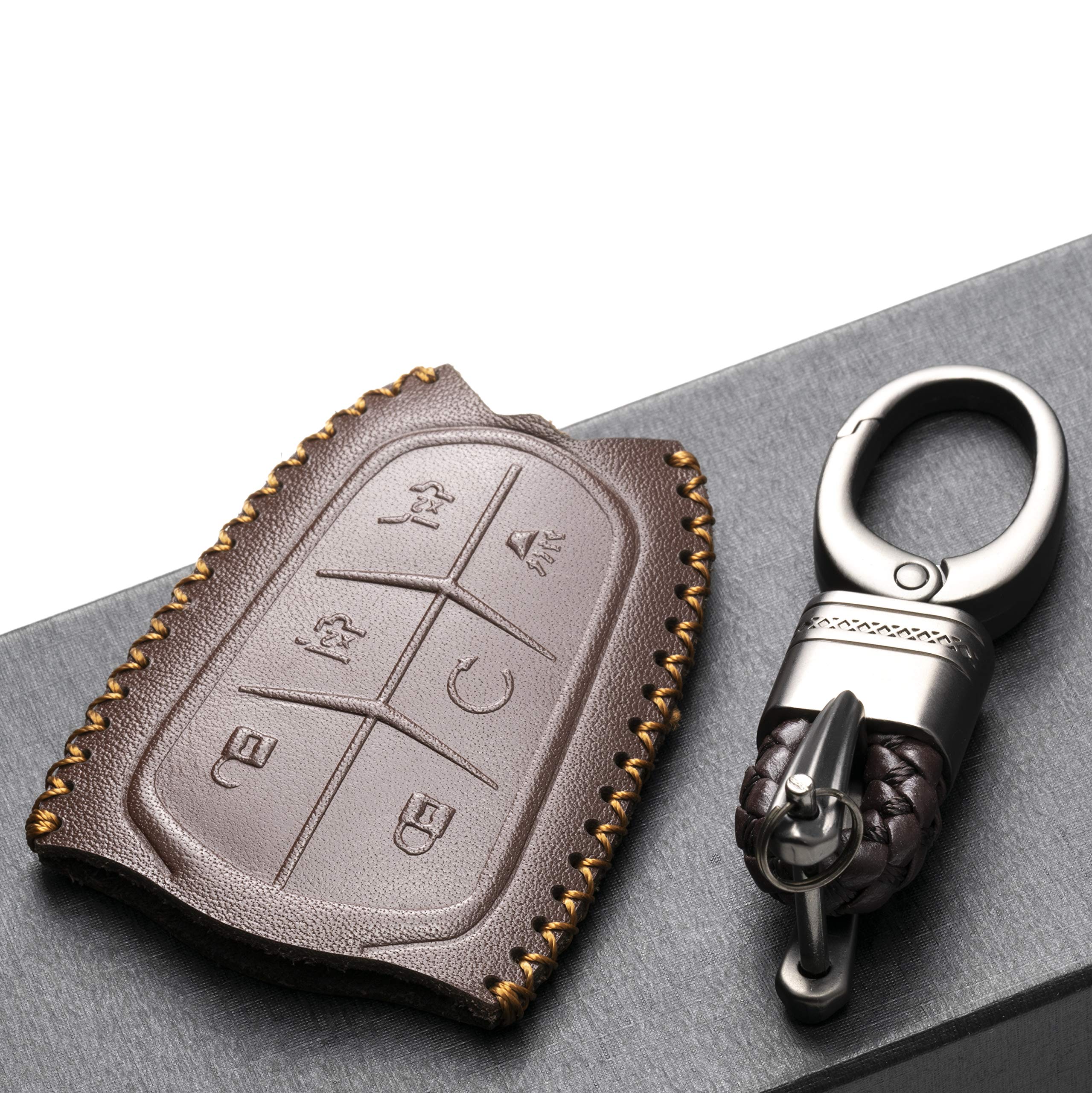 Vitodeco Genuine Leather Smart Key Fob Case Cover Compatible For Cadillac Xt4, Cadillac Xt5, Cadillac Xt6 2019   2025 With Key C