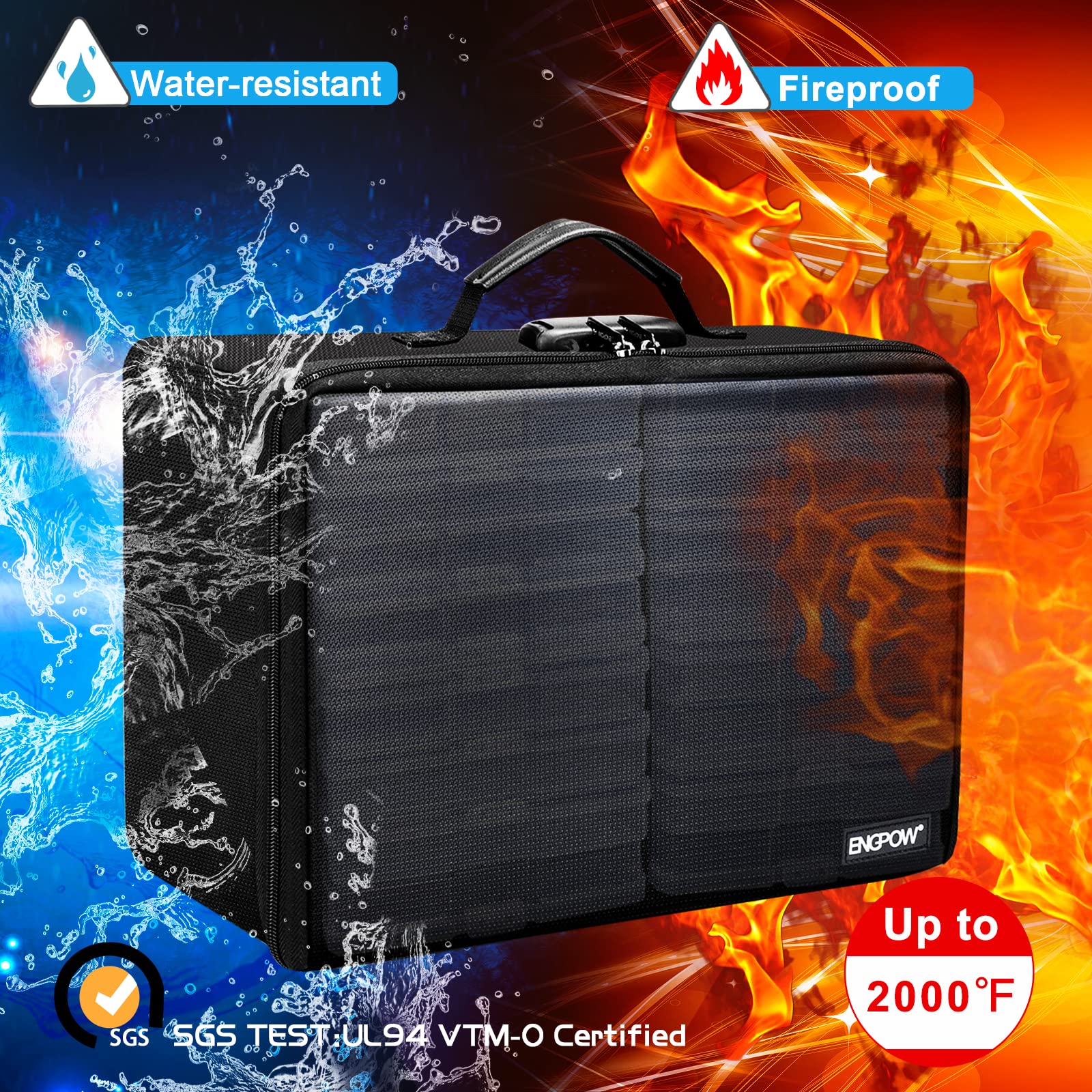 Engpow Fireproof Photo Storage Box With 16 Inner 4'' X 6'' Photo Case(Clear),Photo Box Organizer With Lock,Collapsible Portable