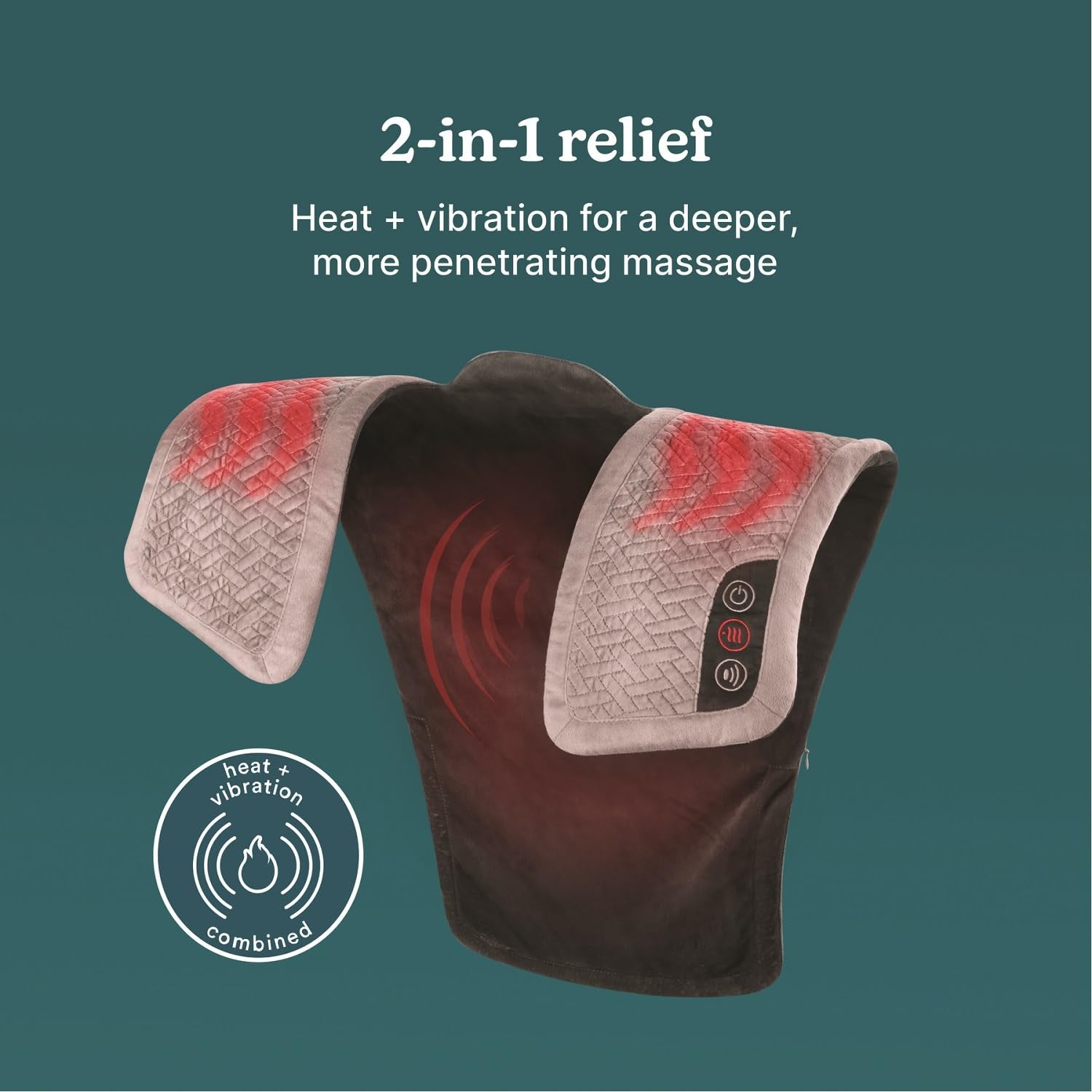 Homedics Vibration Heated Shoulder Massager Wrap, Comfort Pro Elite, Soft Fabric, Tension Relief, 2 Speeds & Styles, Long, Nms 4