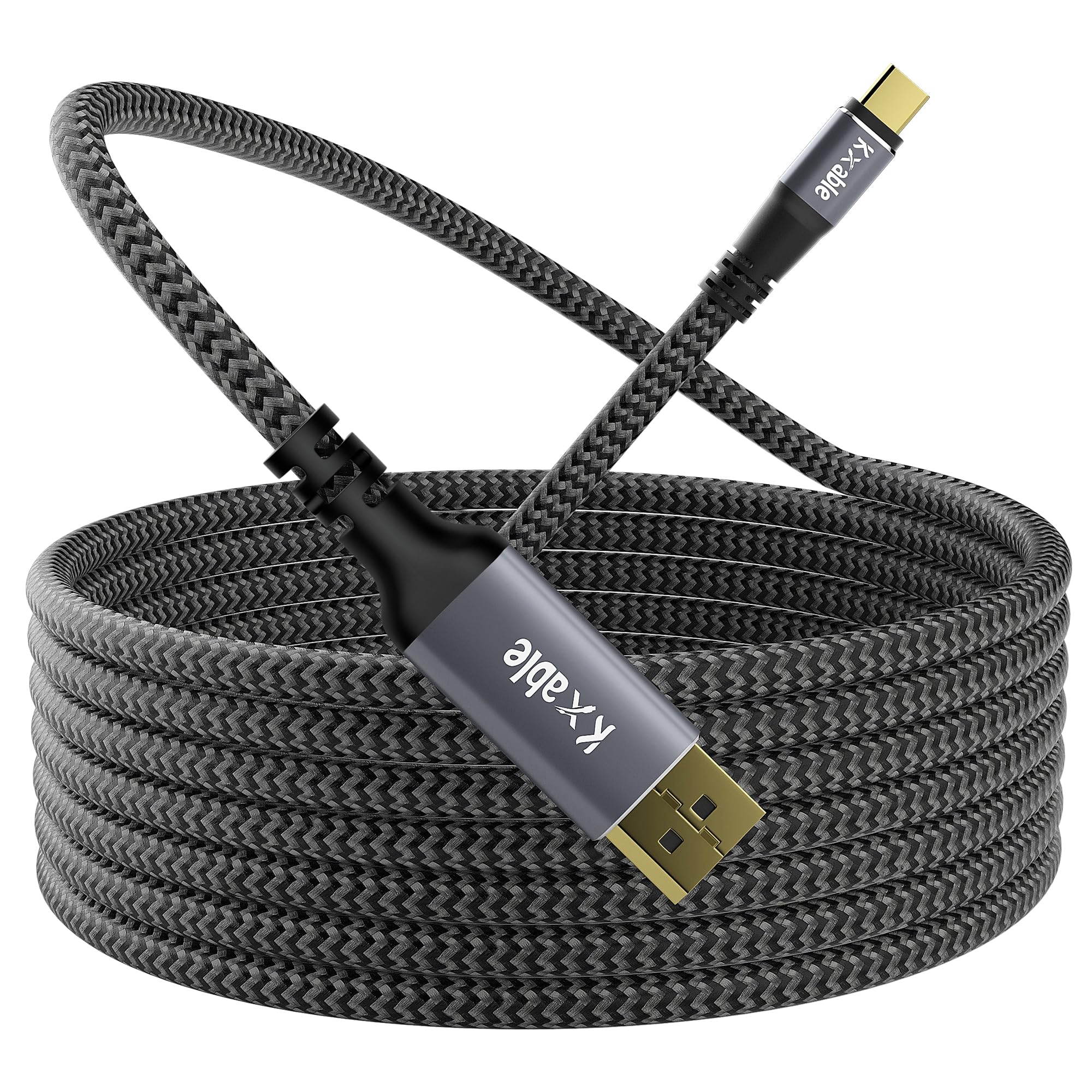 Usb C To Displayport Cable 25 Feet, 4K@60Hz, Type C To Dp 1.2 Braided Cord (Thunderbolt 4/3 Compatible) For Macbook Pro/Air, Ipa