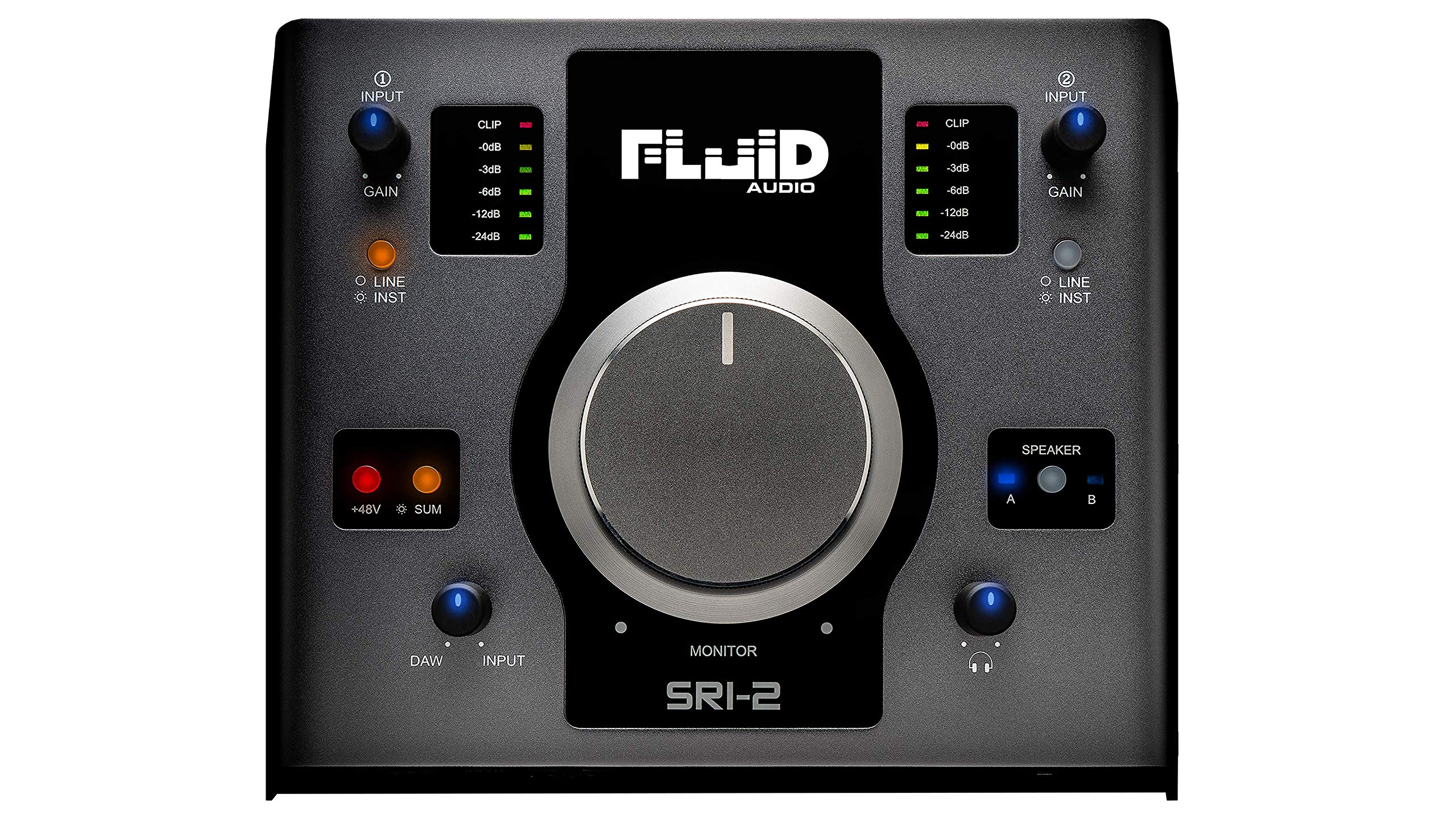 Fluid Audio Sri 2 : 2X2 Usb Desktop Wedge W/24 Bit/192Khz + 48V Phantom Power + 2X Stereo Monitor Outputs + 2X Class A Mic Pres + Giant Volume Knob