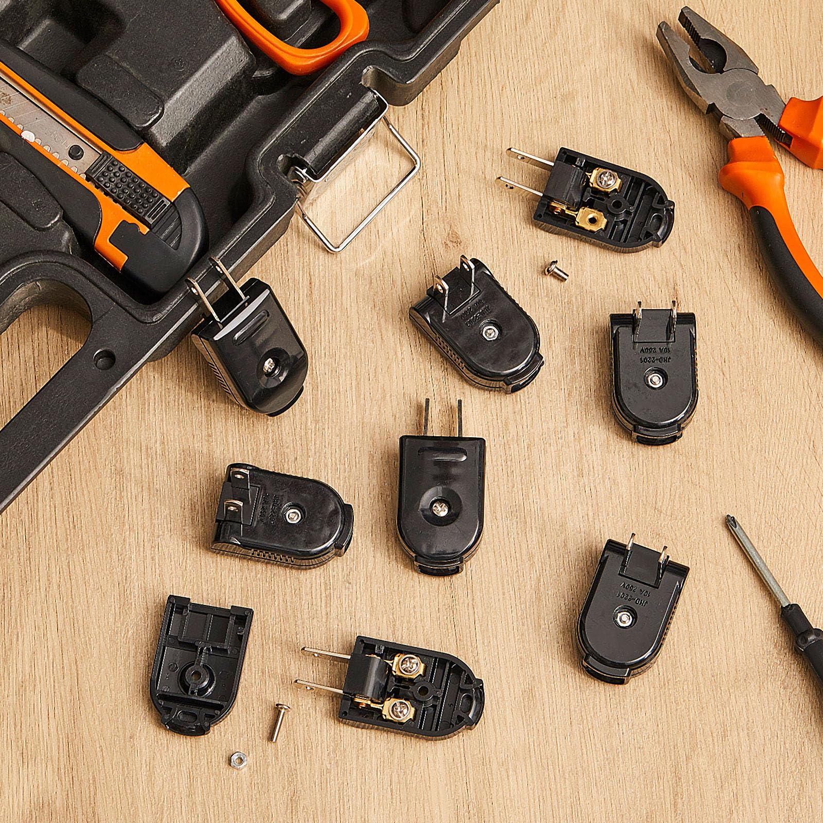 Flutesan 15 Pcs Extension Cord Replacement Plug 2 Prong 125V 15A Male Power Plug Rotatable Electric Plugs Lamp Plug For Small Ap