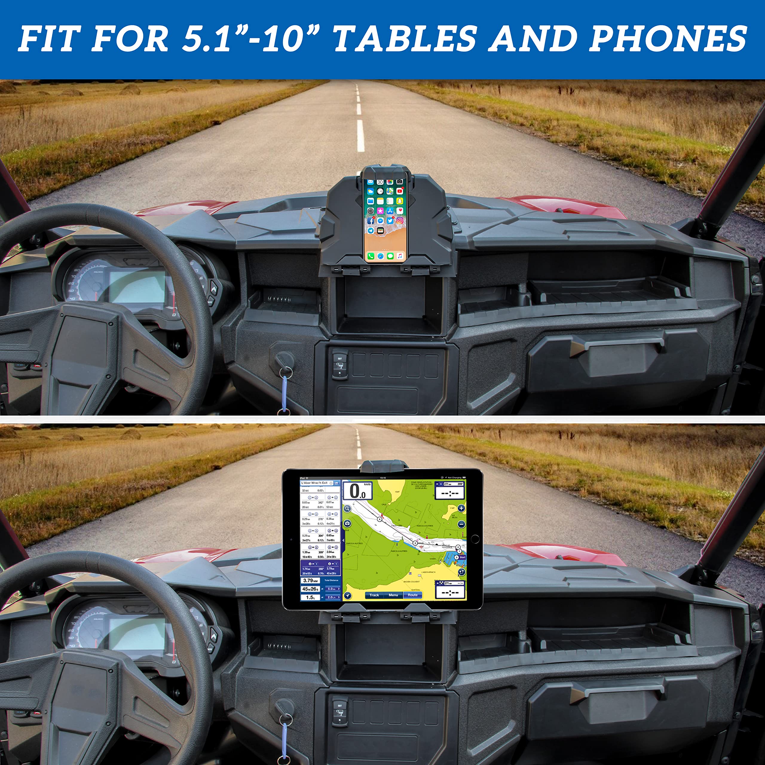 Sautvs Tablet Phone Holder For Polaris General Xp 1000 2016 2023, Electronic Device Phone Gps Tablet Mount With Storage Box For