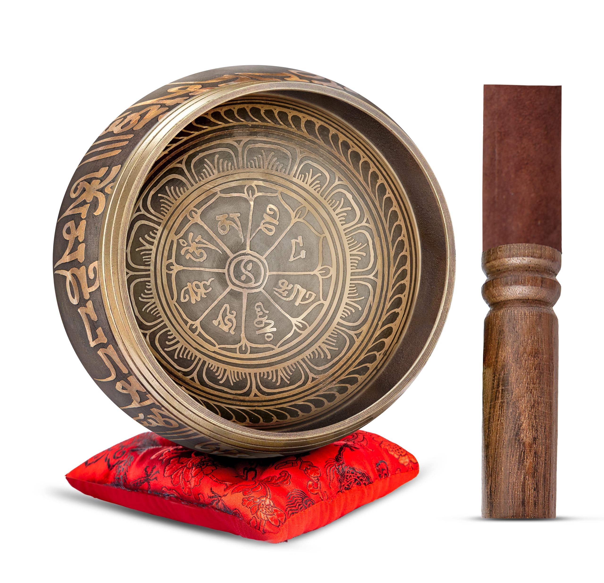 Premium Tibetan Singing Bowl Set - Handmade in Nepal Sound & Meditation Bowl - Spiritual Decor for Yoga, Wellness Spaces & Relax