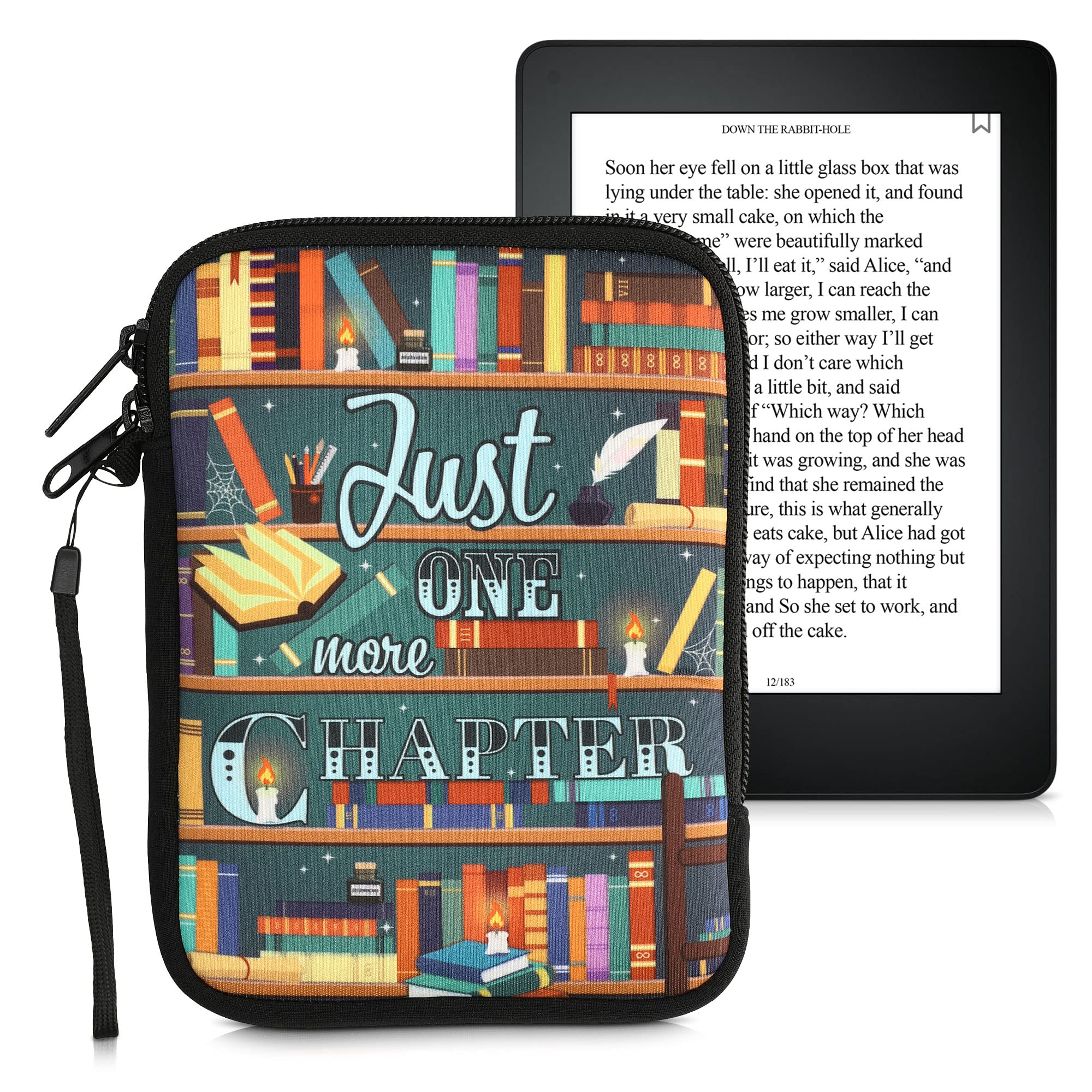 Kwmobile Neoprene E Reader Pouch Size 6'' Ereader   Universal Ebook Sleeve Case With Zipper, Wrist Strap   Multicolor