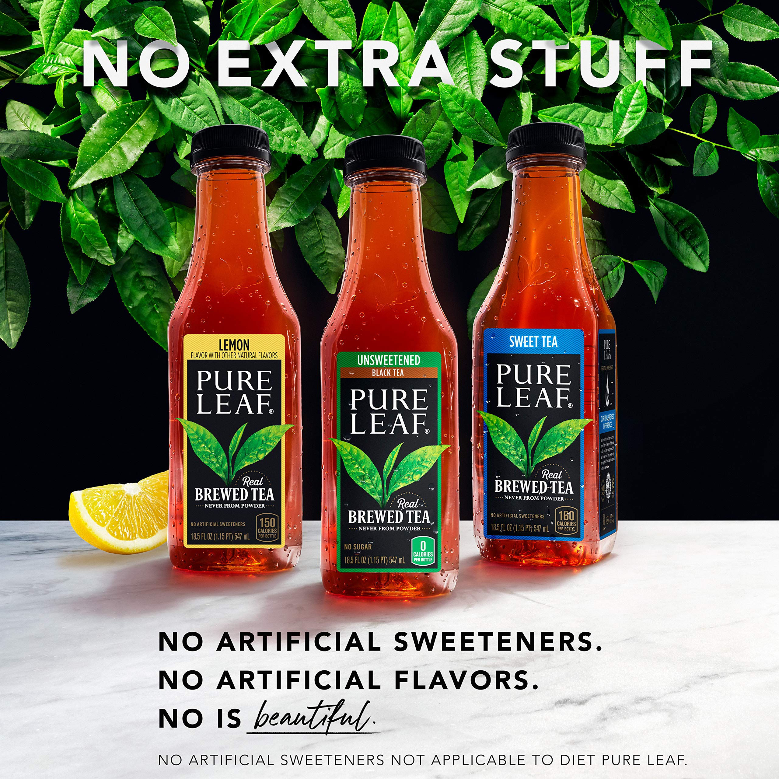 Pure Leaf Unsweetened Black Iced Tea, 18.5 Fl Oz - Refreshing, Zero Sugar, Natural Flavor