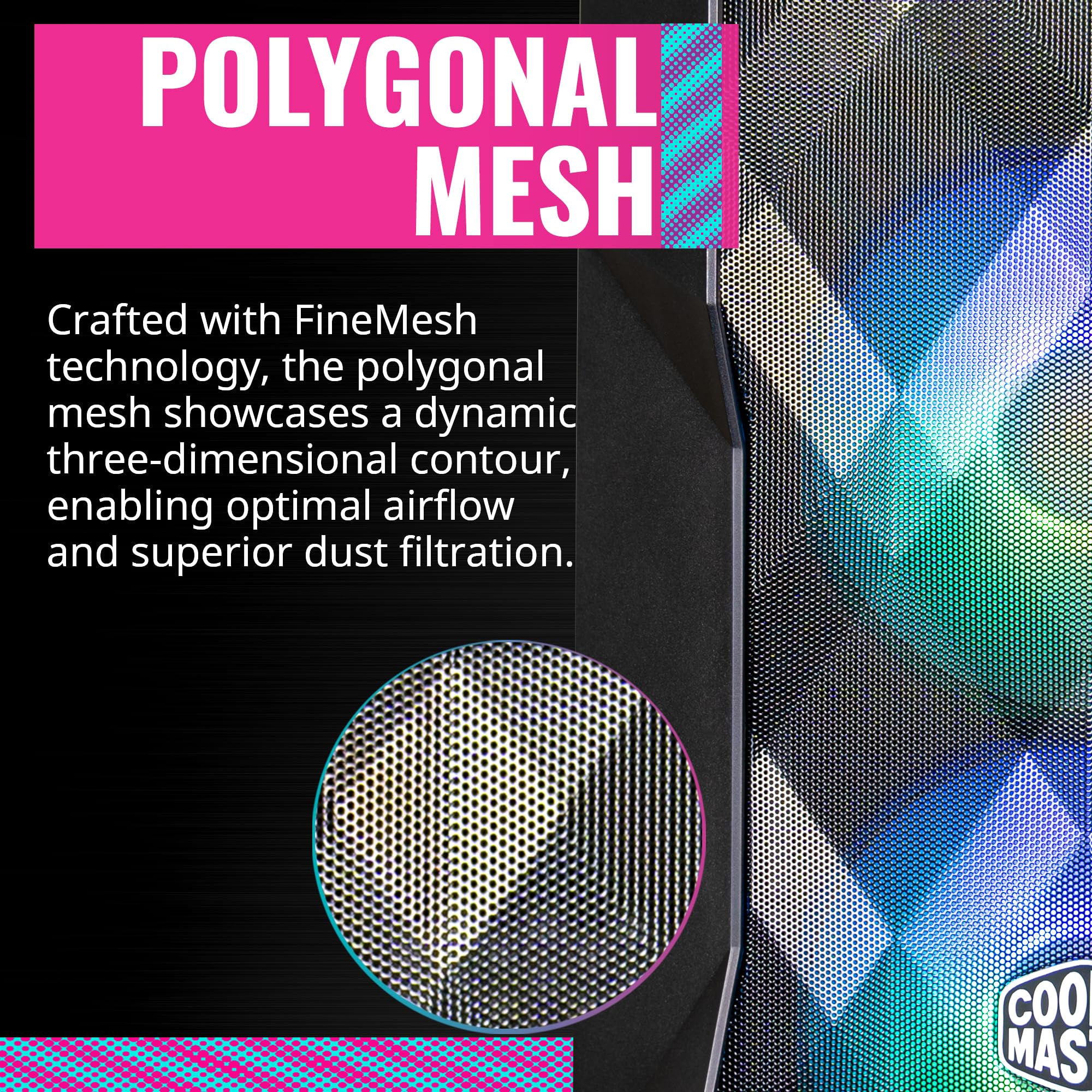 Cooler Master Td300 Mesh Micro Atx Tower With Polygonal Mesh Front Ana Removable Top Panel, Argb/Pwm Hub Tempered Glass, Dual Si