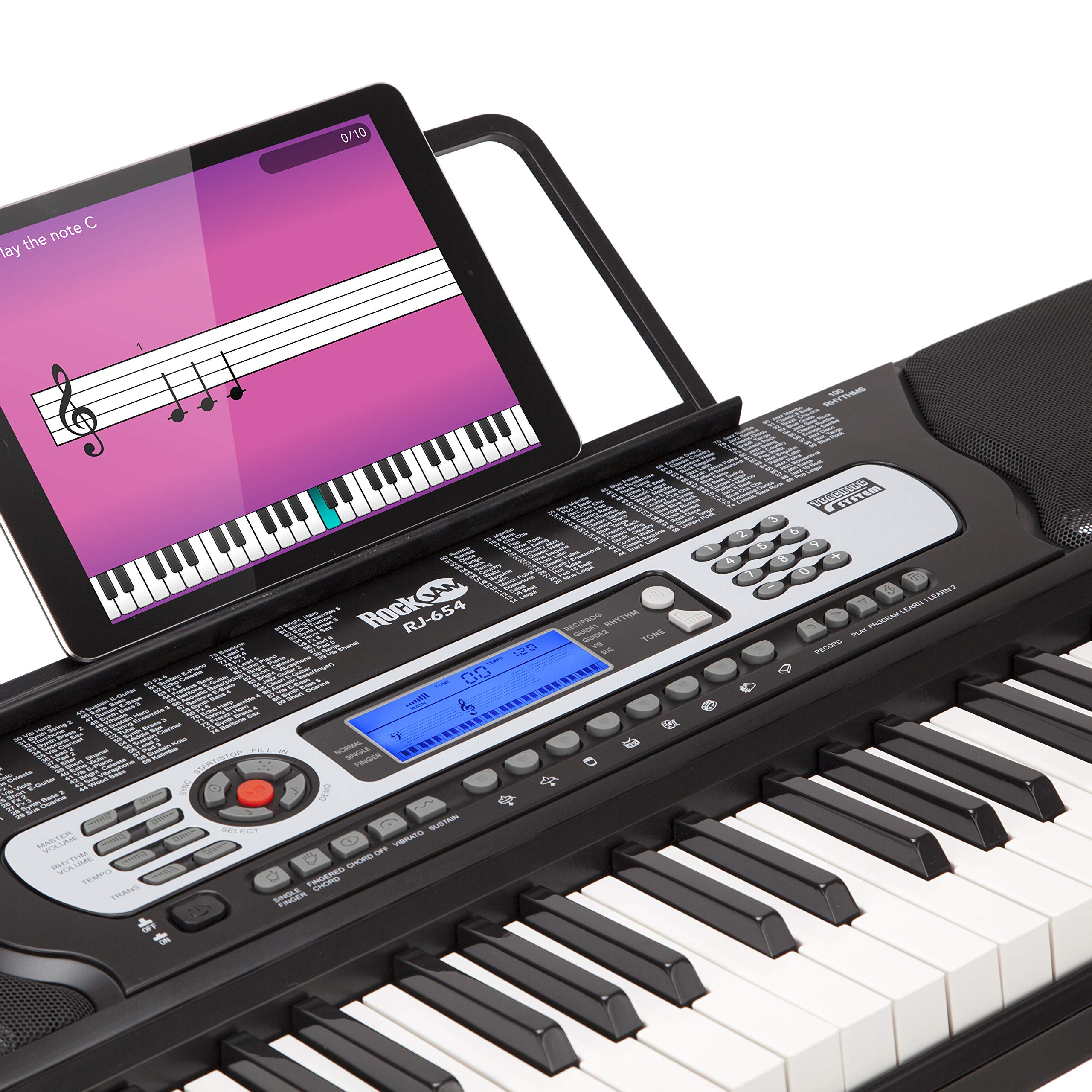 Rockjam 54 Key Keyboard Piano With Power Supply, Sheet Music Stand, Piano Note Stickers & Simply Piano Lessons