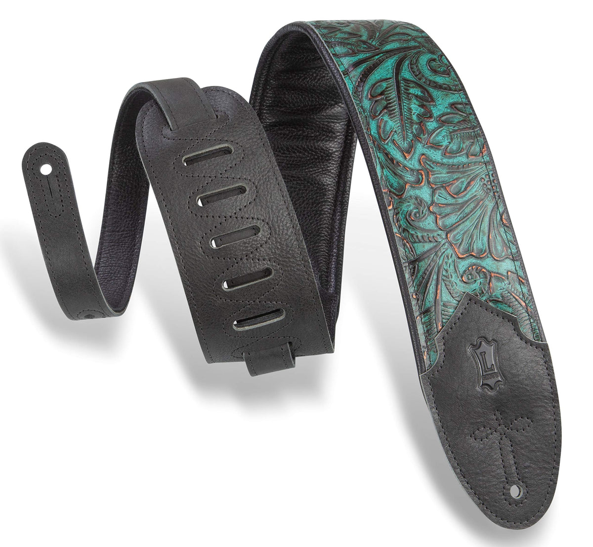 Levy'S Leathers Sundance 3'' Wide Embossed Leather Guitar Strap; Western Series   Palm Jade (M4Wp 001)