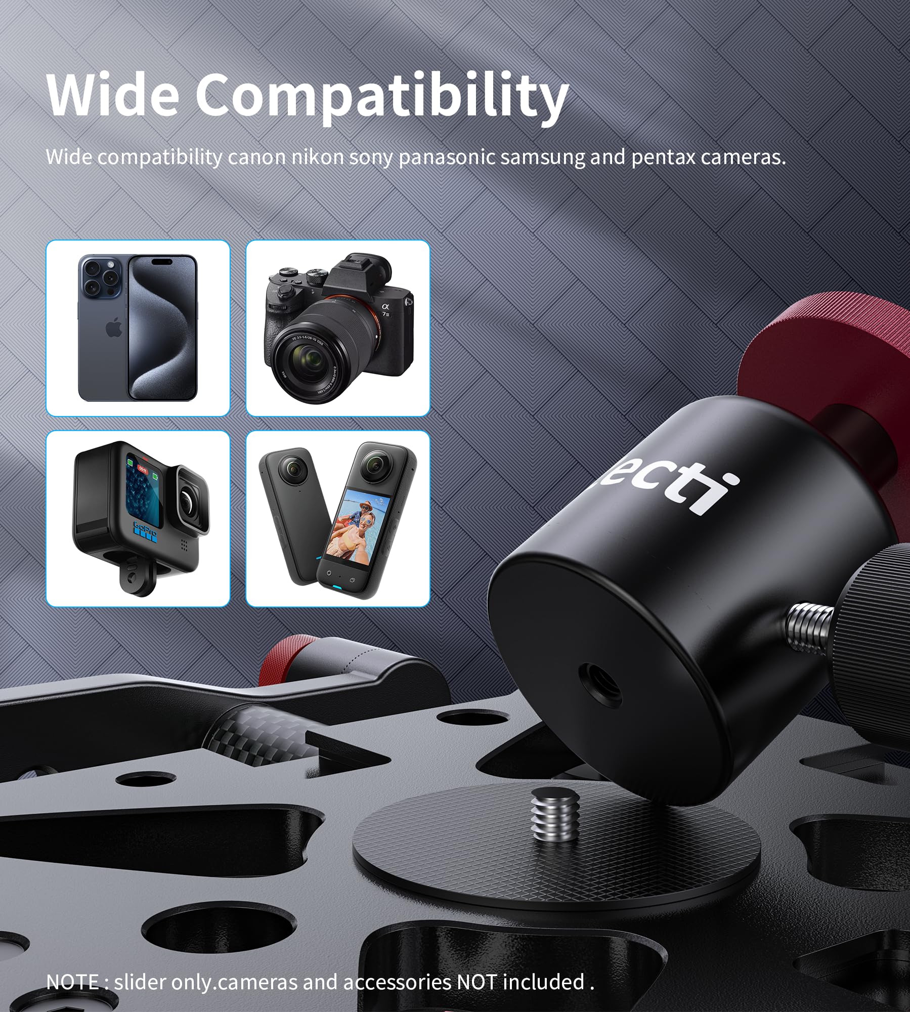 Zecti Camera Slider 24 /60 Cm Adjustable Carbon Fiber Camera Dolly Track Slider Video Stabilizer Rail For Camera Dslr Video Movi