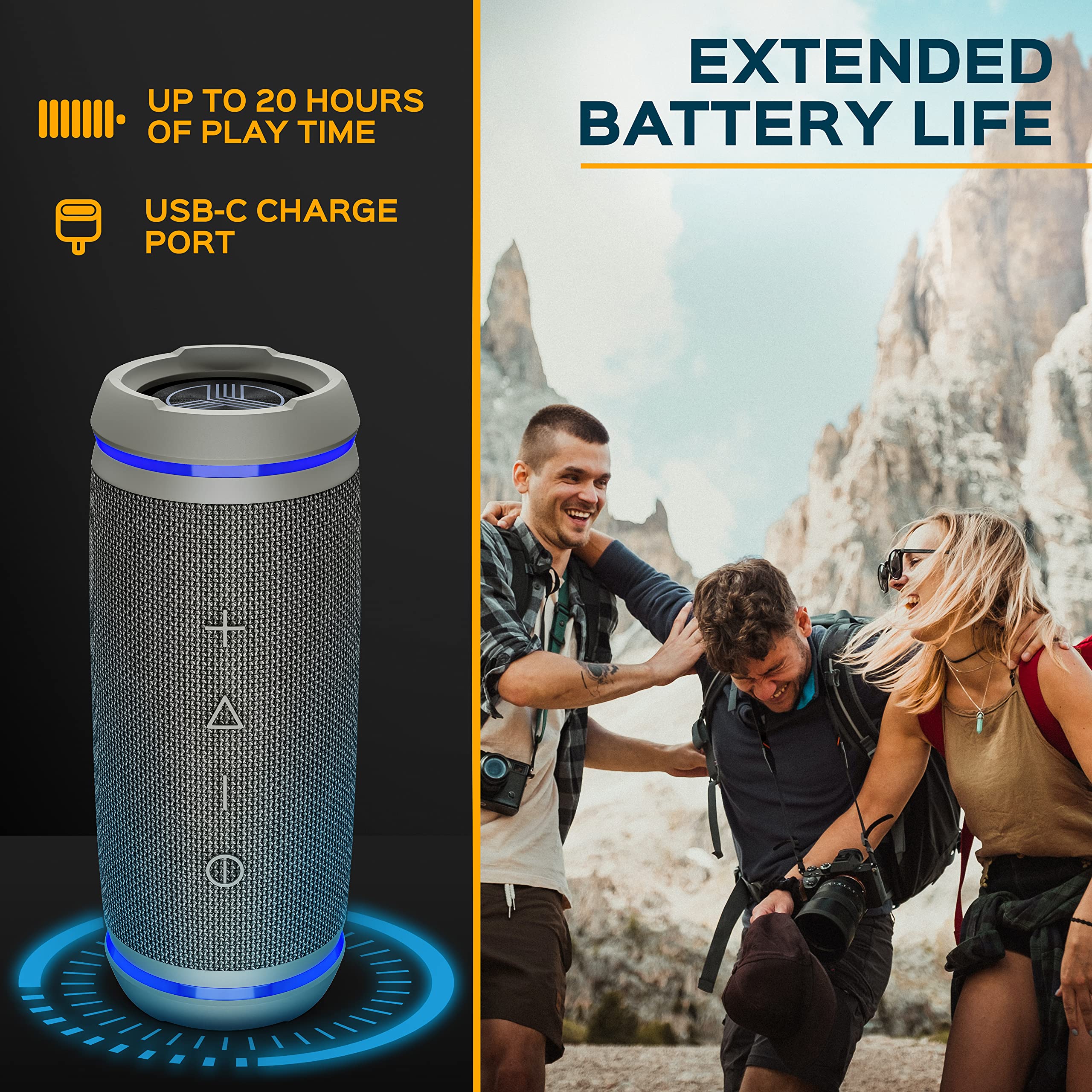 Treblab Hd77   Portable Bluetooth Speaker   Powerful 360 Sound, 30W Audio With Impactful Bass, 20H Battery, Ipx6 Waterproof, Sho