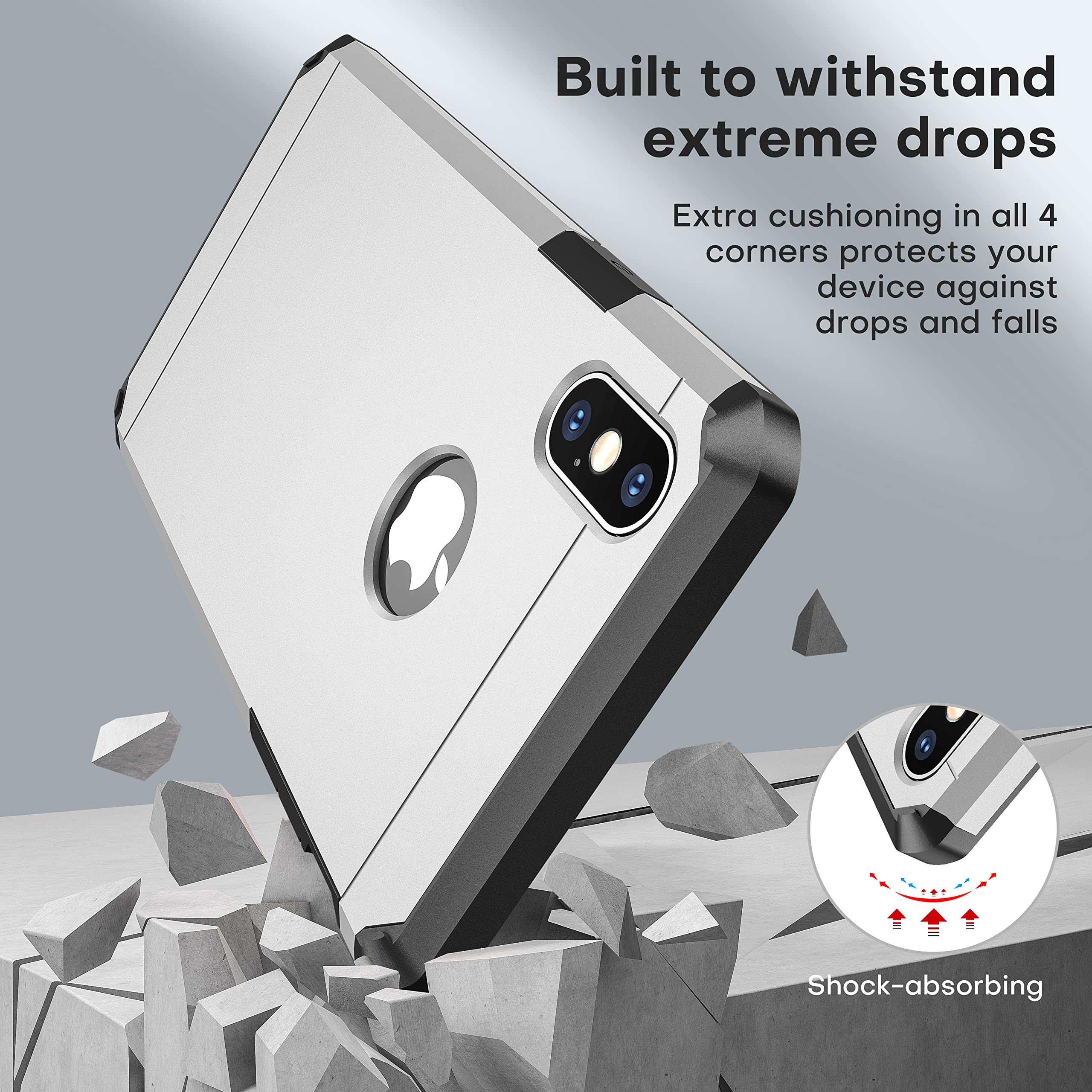 Impactstrong Compatible Iphone X/Xs Case, Heavy Duty Dual Layer Protection, Silver