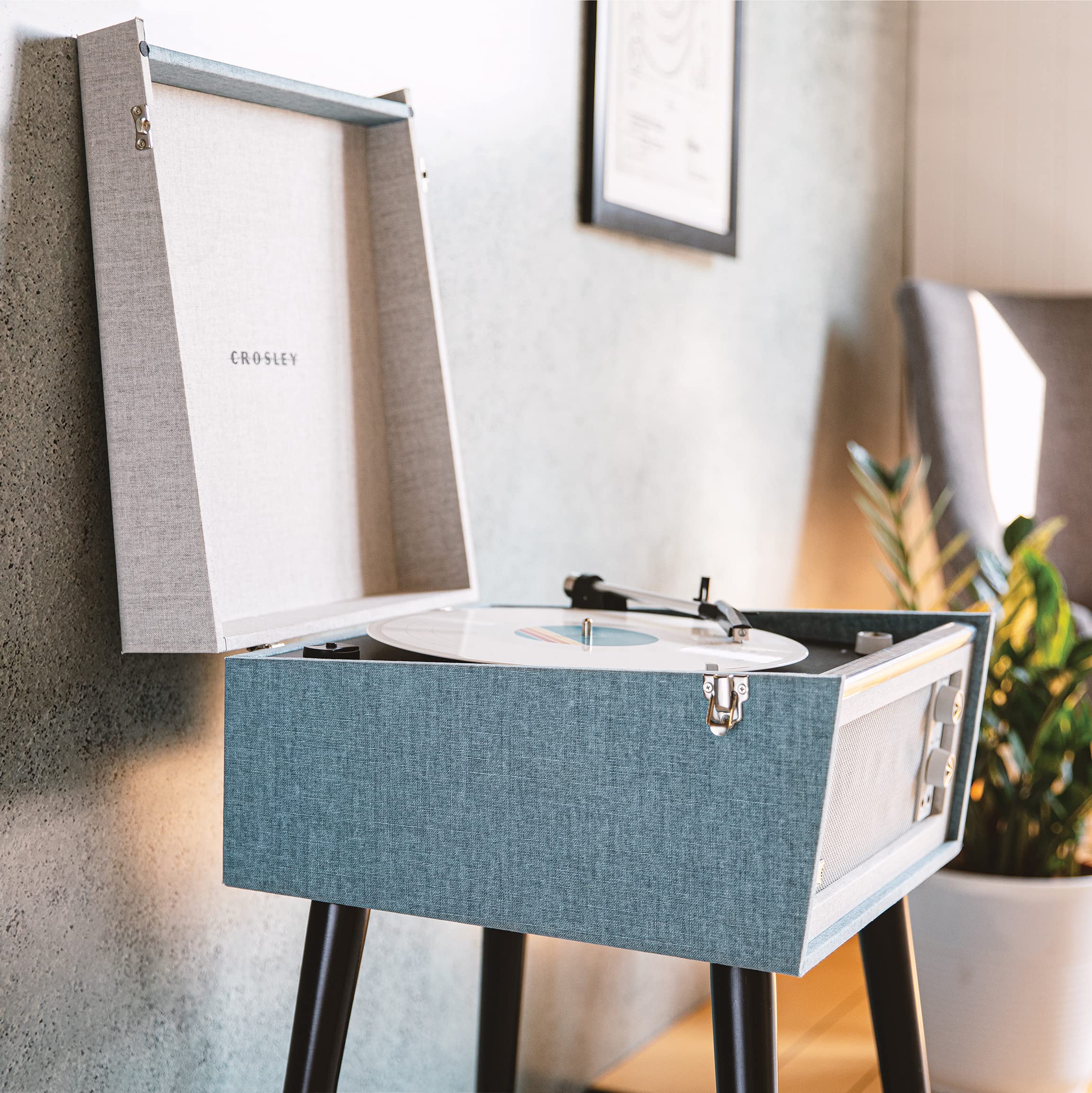 Crosley Cr6233E-Tn Dansette Bermuda Bluetooth In/Out Portable Vinyl Record Player Turntable With Aux-In, Tourmaline