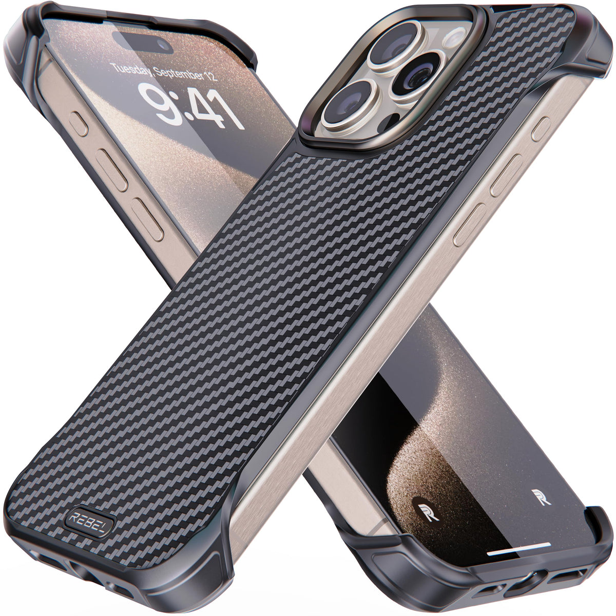 Rebel Case For Iphone 15 Pro Max [Flex Series] Exposed Sides For Comfort, Aramid Fiber, Strong Magsafe Compatible, Shockproof, M