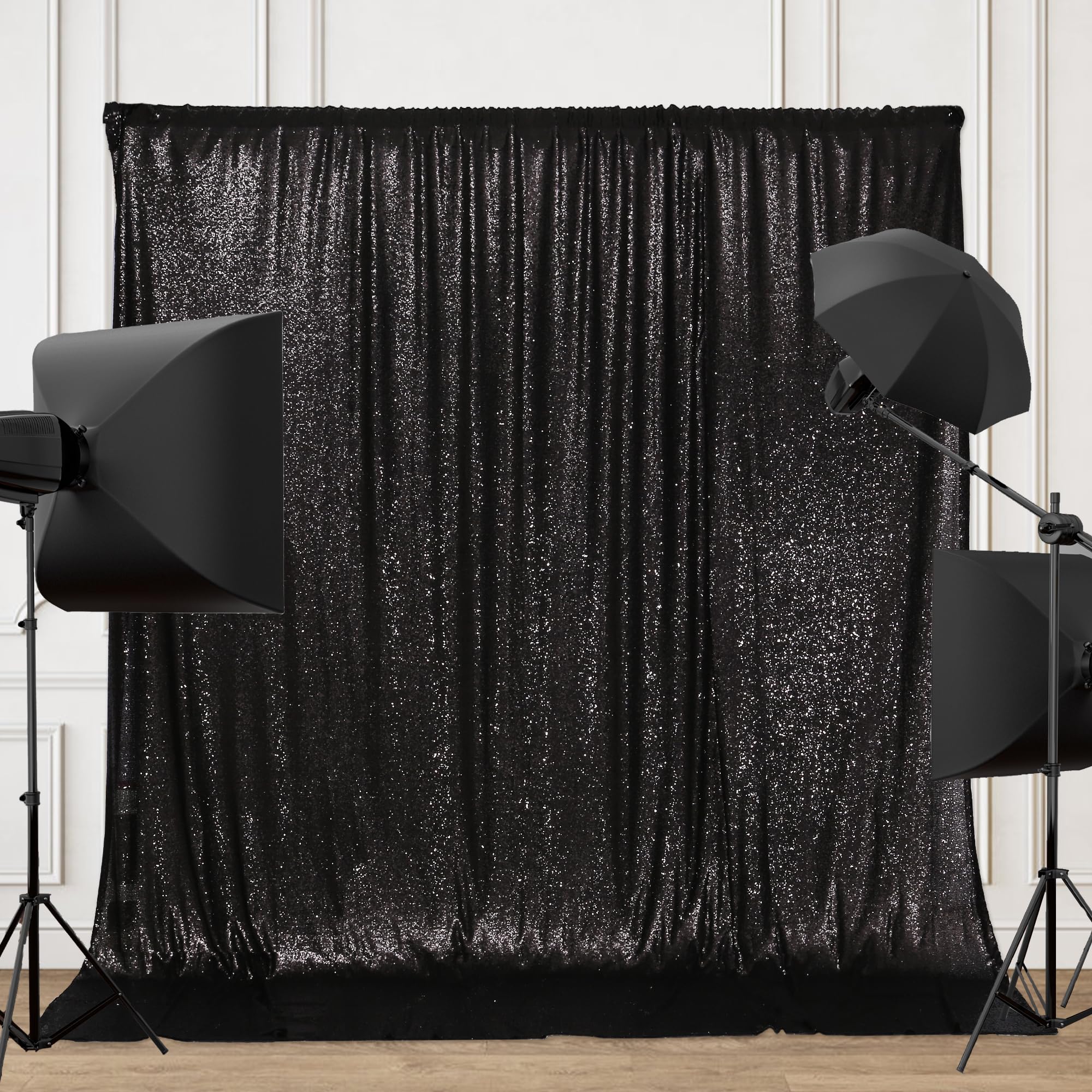 Partydelight Black Sequin Backdrop Sparkly Photography Glitter Back Drop Curtain Special Events Party 6Ftx6Ft