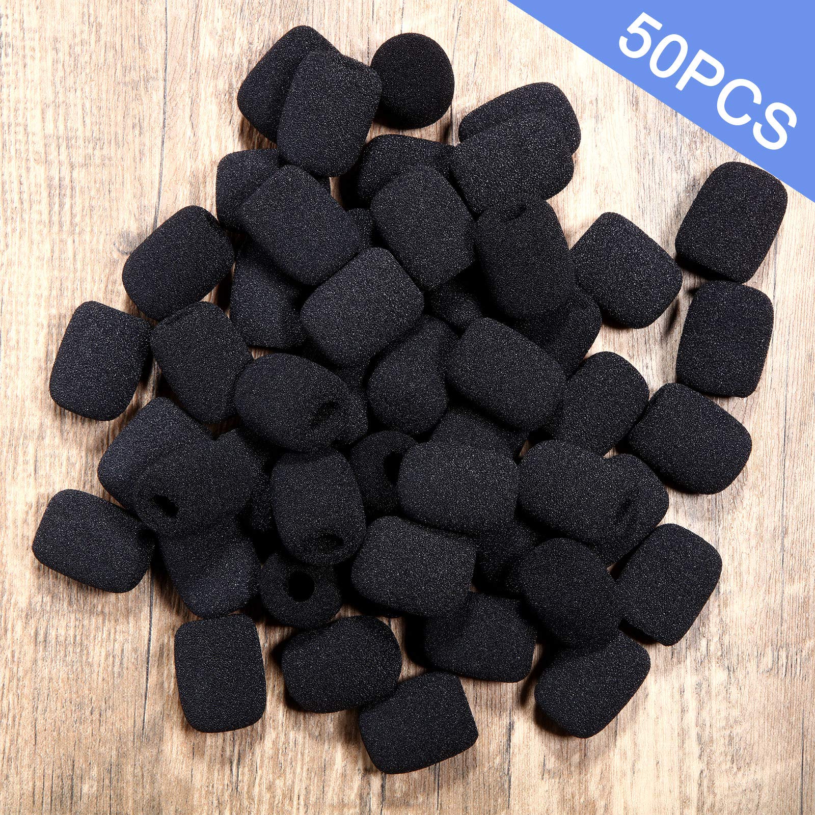 Weewooday 50 Pieces Foam Microphone Windscreen Mic Covers Foam Protection For Small Lapel And Headset Microphones, Black