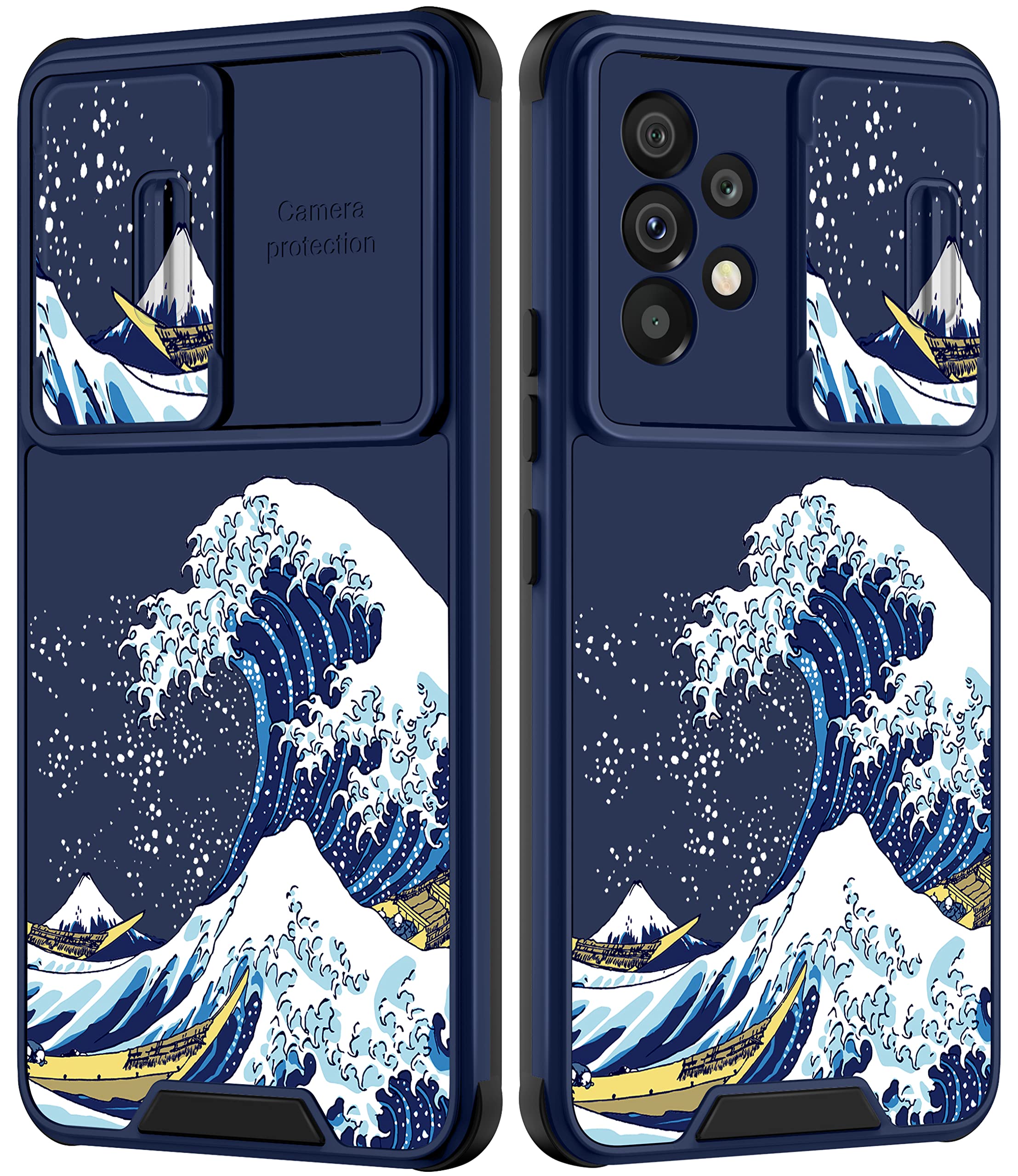 Goocrux For Samsung Galaxy A53 5G Case Waves Women Girls Cute Great Wave Japanese Phone Cover Cool Girly Design Unique With Slid