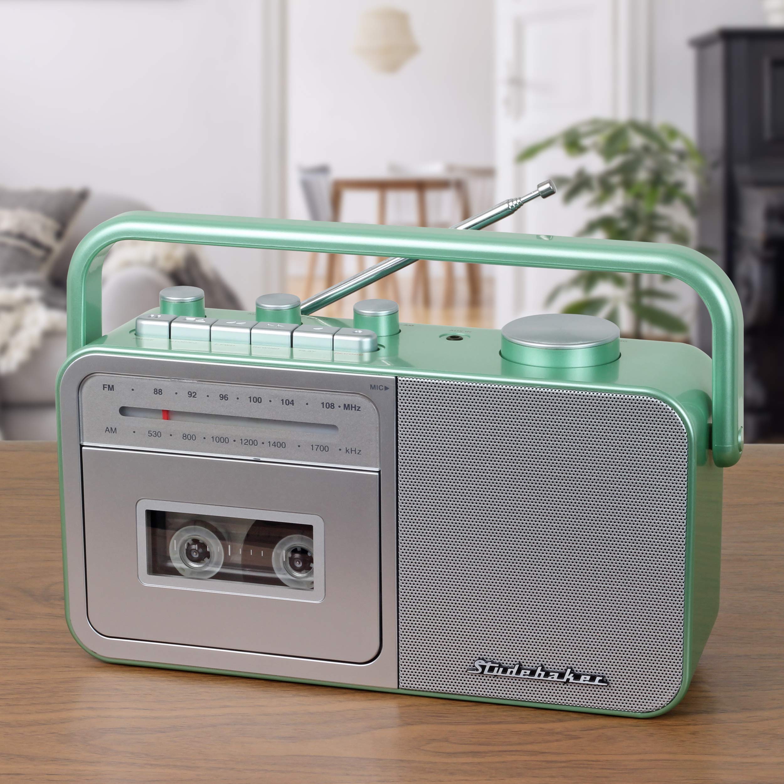 Studebaker Sb2130Ts Portable Cassette Player/Recorder With Am/Fm Radio (Teal/Silver)