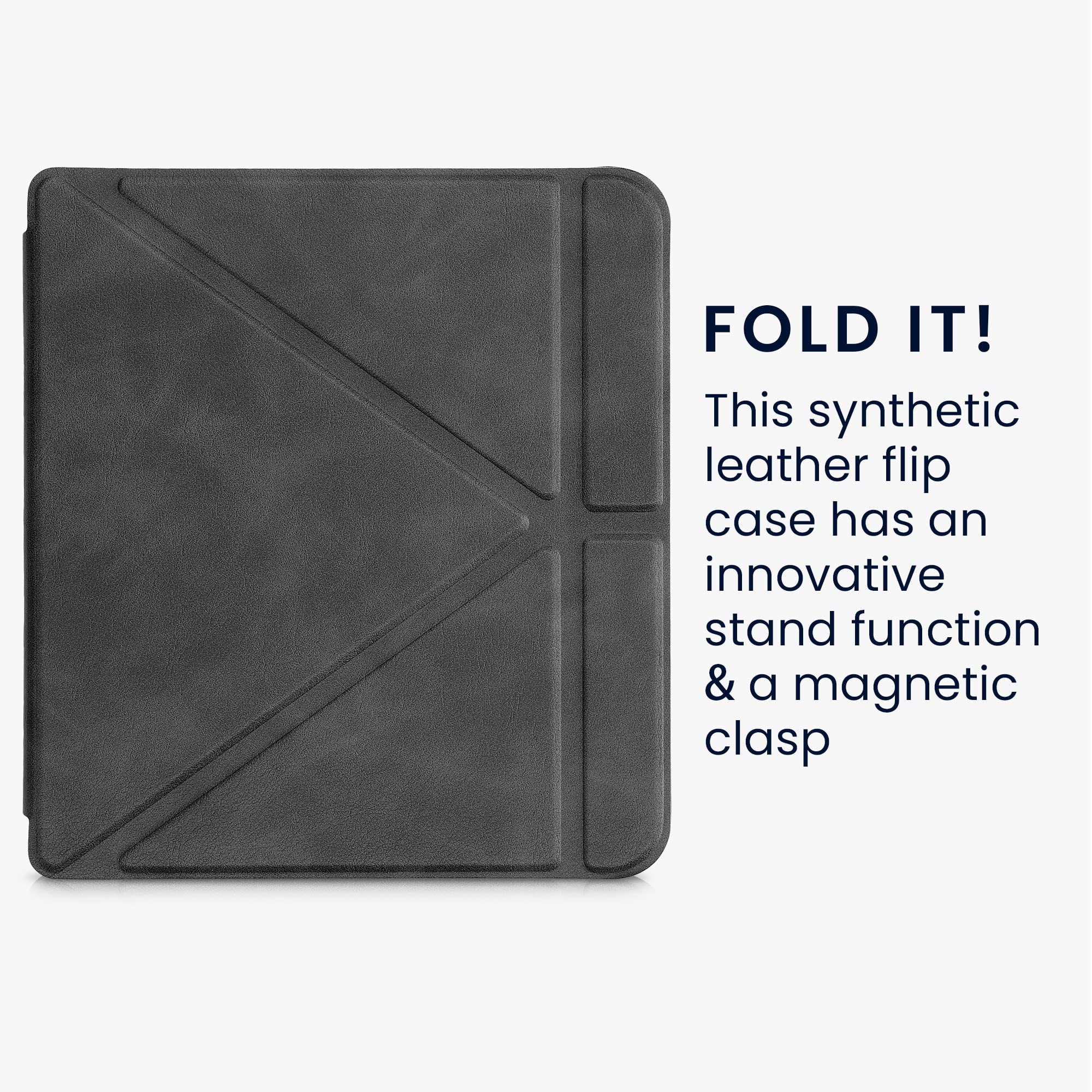 Kwmobile Origami Case Compatible With Kobo Libra 2 Case   Slim Pu Leather Cover With Stand   Anthracite