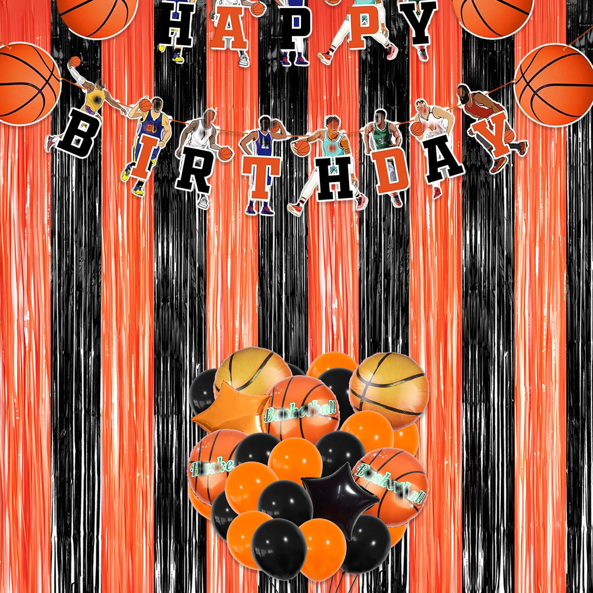 Black Orange Streamers Party Backdrop   Greatril Tinsel Fringe Curtain For Halloweens/Pumpkin/Birthdays Party Decoration   3.2Ft