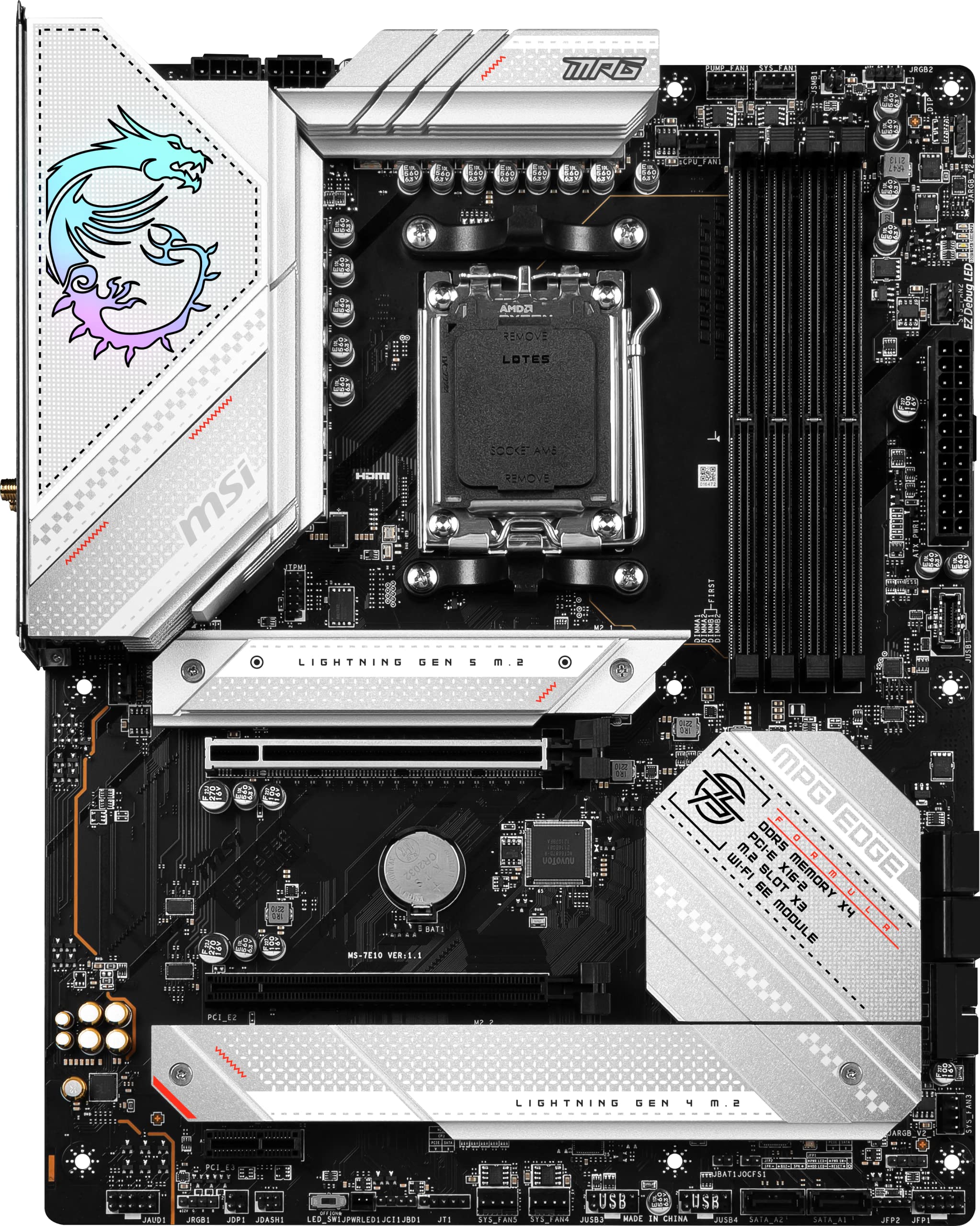 Msi Mpg B650 Edge Wifi Gaming Motherboard (Amd Am5 Atx Ddr5 Pcie 4.0 M.2 Sata 6Gbs Usb 3.2 Gen 2 Hdmidp Wi Fi 6E Amd Ryzen 7000
