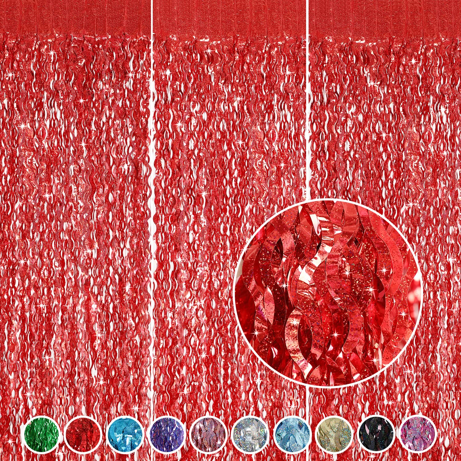 3 Pack Red Backdrop Curtain   Cylmfc 3.3 Ft X 6.6 Ft Foil Backdrop Curtain Streamers Birthday Decorations For Birthday Party Chr