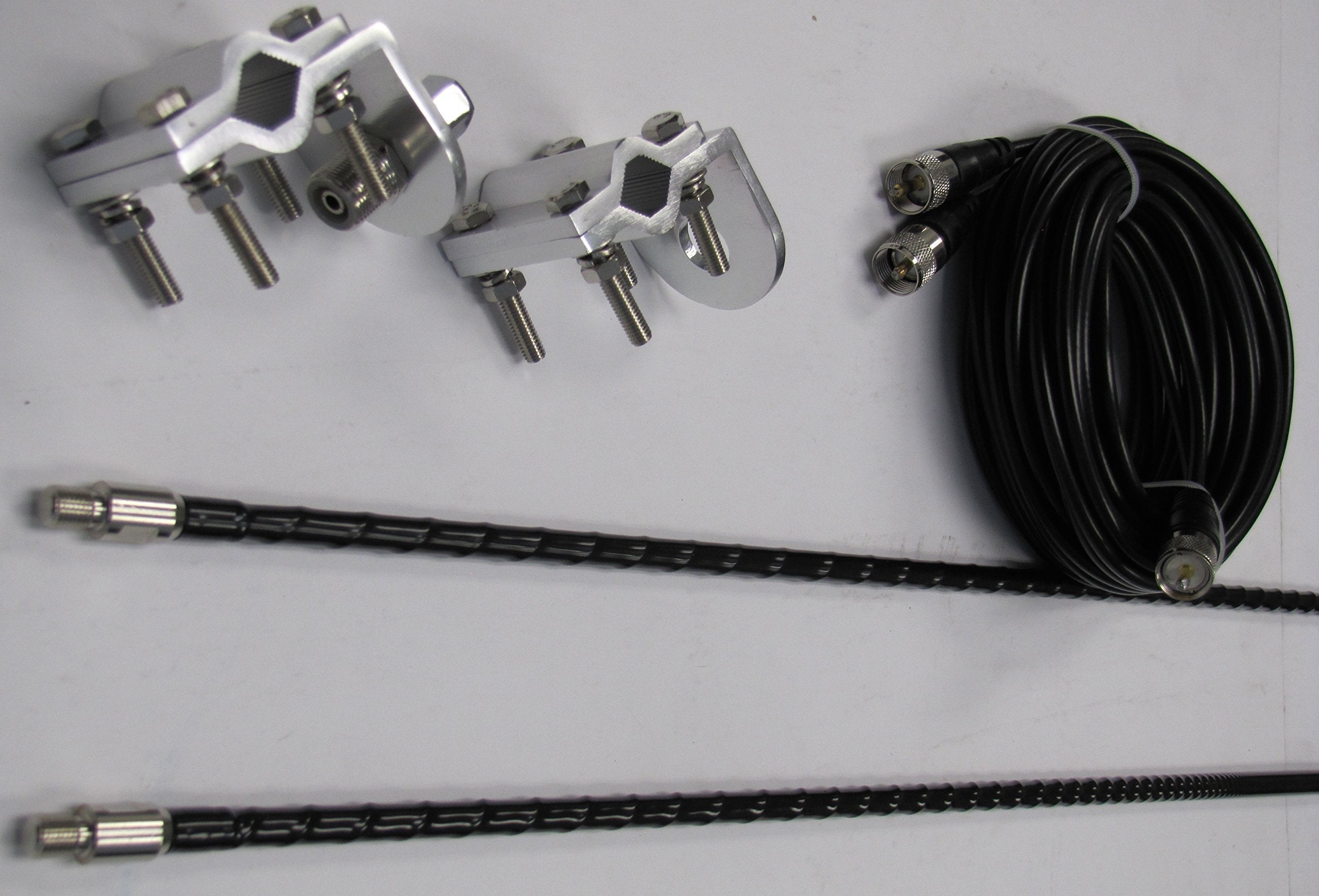 Dual 1500 Watts Antenna Kit, Twin Log 4Ft Antennas, 18Ft Dual Coax, Brackets & Studs