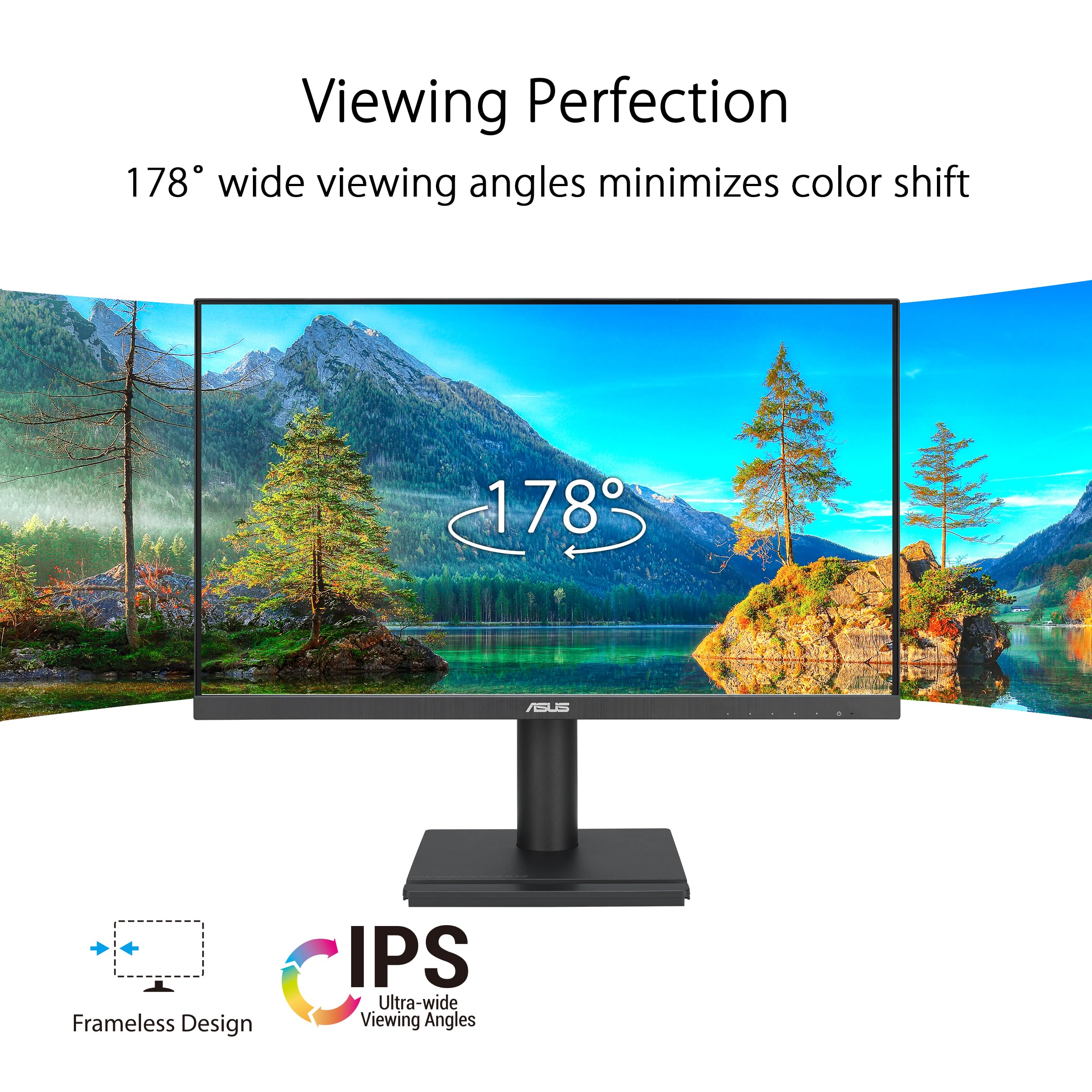 Asus 27    1080P Business Monitor (Va27Dqfs)   Ips, Frameless, 100Hz, 1Ms, Adaptive Sync, Hdmi, Displayport, Vga, For Working An