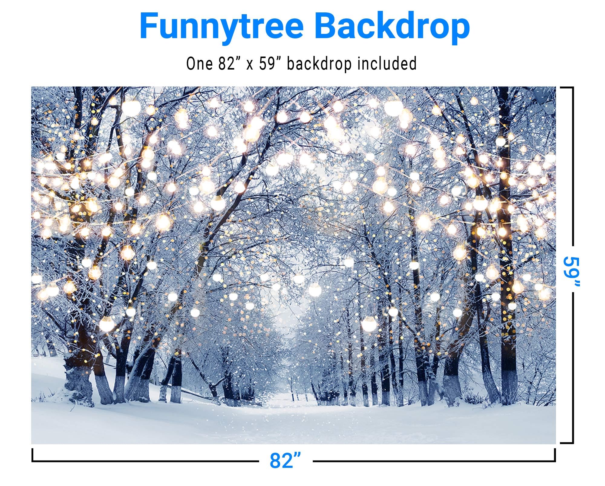 Funnytree 7X5Ft Winter Scene Backdrop Wonderland Snowflake Photography Background Bokeh Glitter White Snow Forest Christmas Part