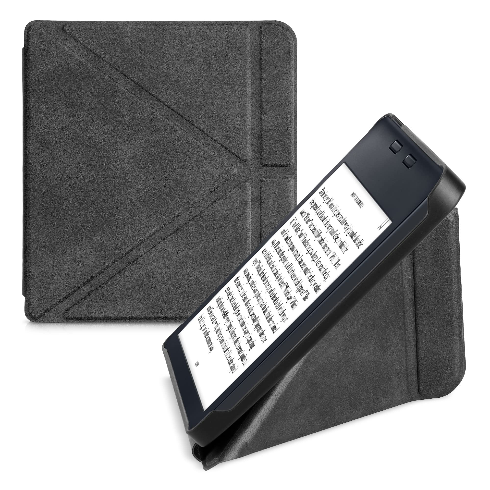 Kwmobile Origami Case Compatible With Kobo Libra 2 Case   Slim Pu Leather Cover With Stand   Anthracite