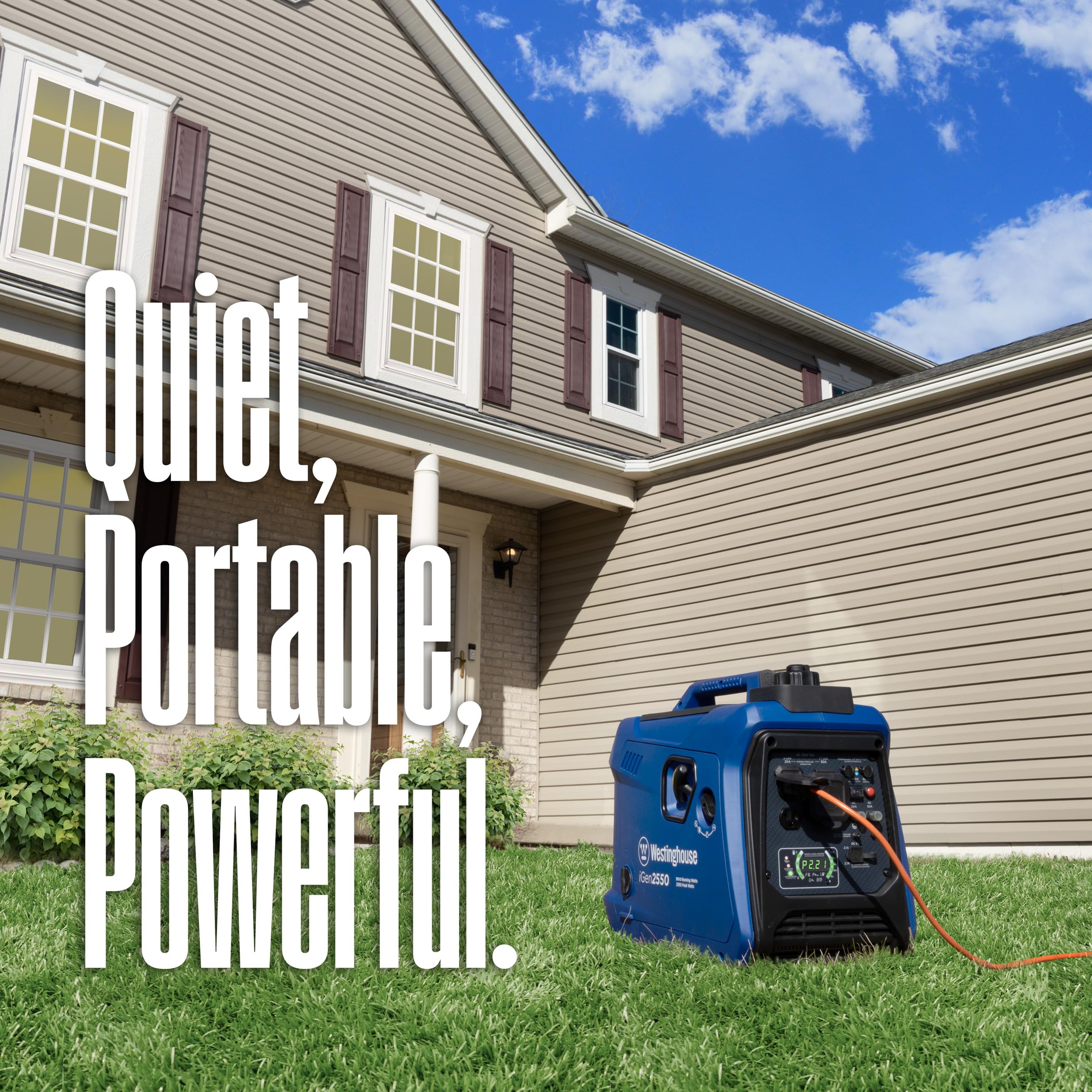 Westinghouse 2550 Peak Watt Super Quiet & Lightweight Portable Inverter Generator, Rv Ready 30A Outlet, Gas Powered, Parallel Ca