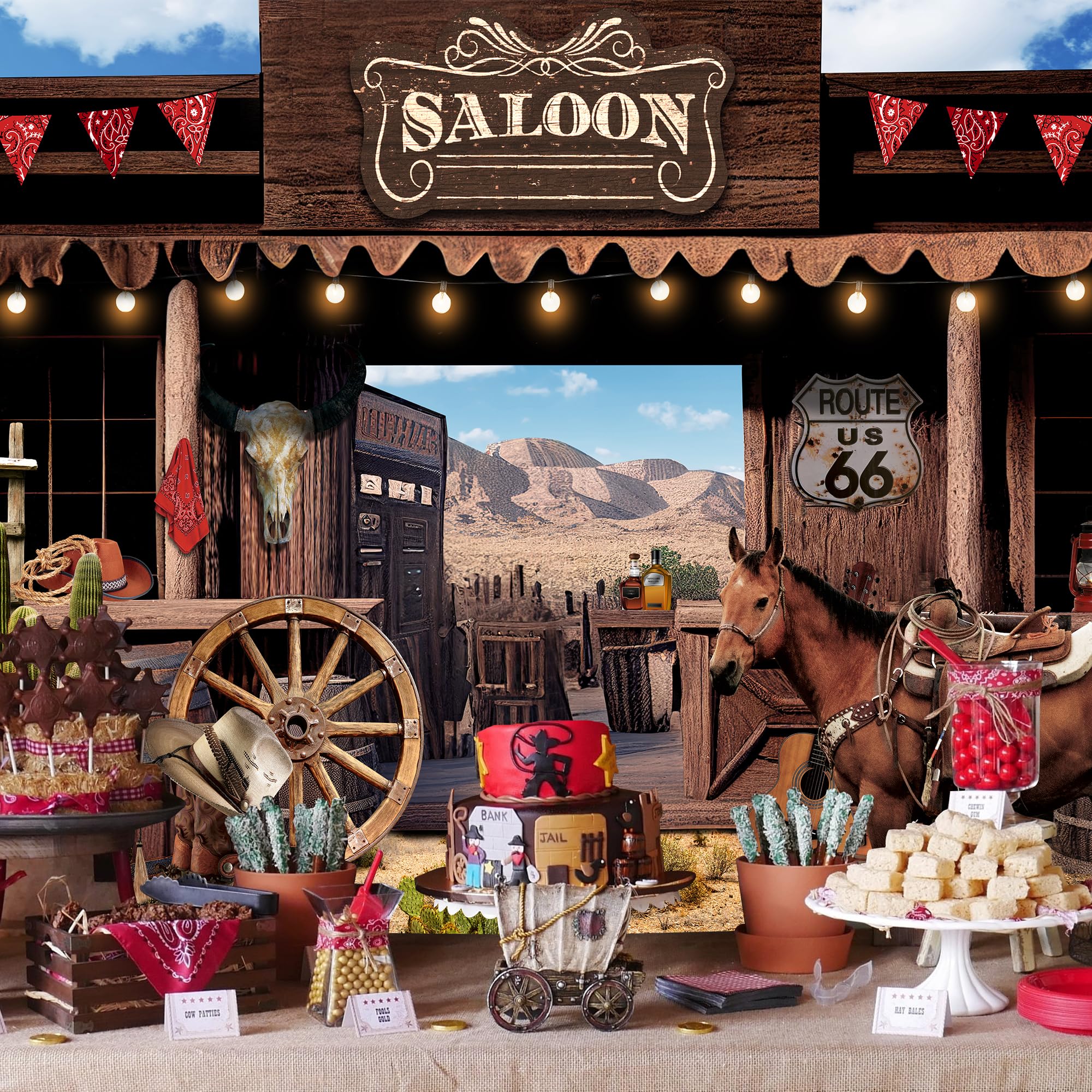 Lightinhome Western Backdrop 7Wx5H Feet Vintage Wild West Saloon Bar Rustic Wooden Barn Door Country Cowboy Baby Shower Photogra