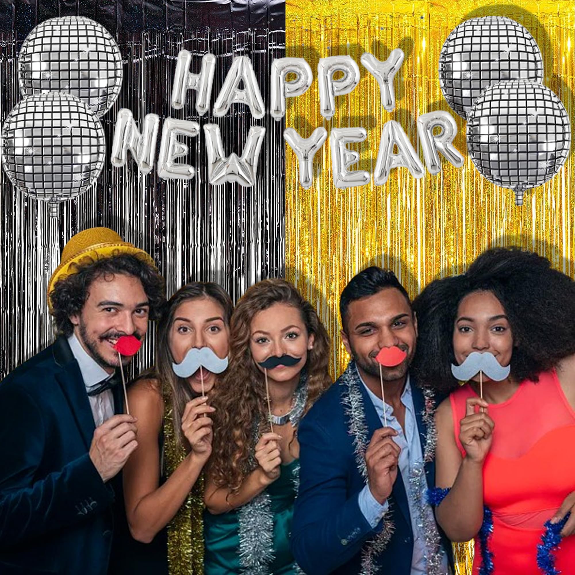 Braveshine Black Gold Foil Fringe Curtain Backdrop   2 Pack 3.2 X 8.2 Ft Metallic Tinsel Photo Booth Streamers Curtains For 50Th