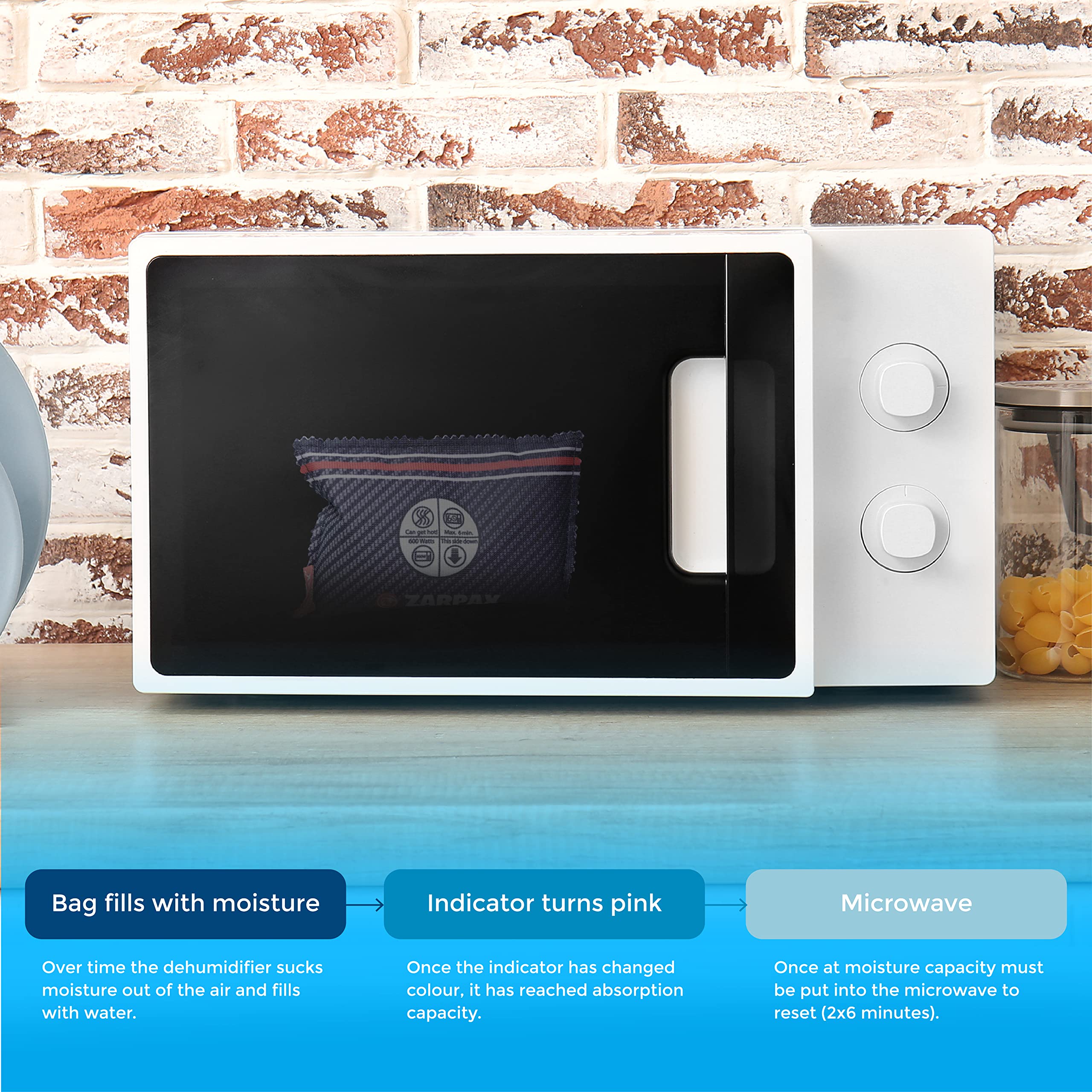 ZARPAX Car Dehumidifier Bag - 1 Pack, Dark Grey, 100% Leakproof, Reusable, Absorbs Moisture & Damp on Windscreens & Interior