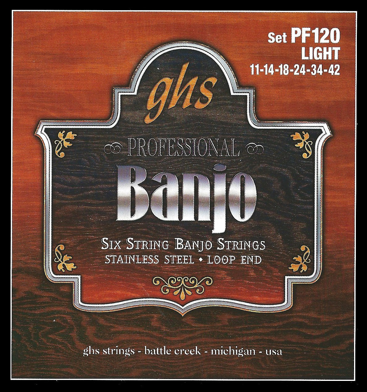 Ghs Strings, Banjo Strings (Pf120), Light, 11 42