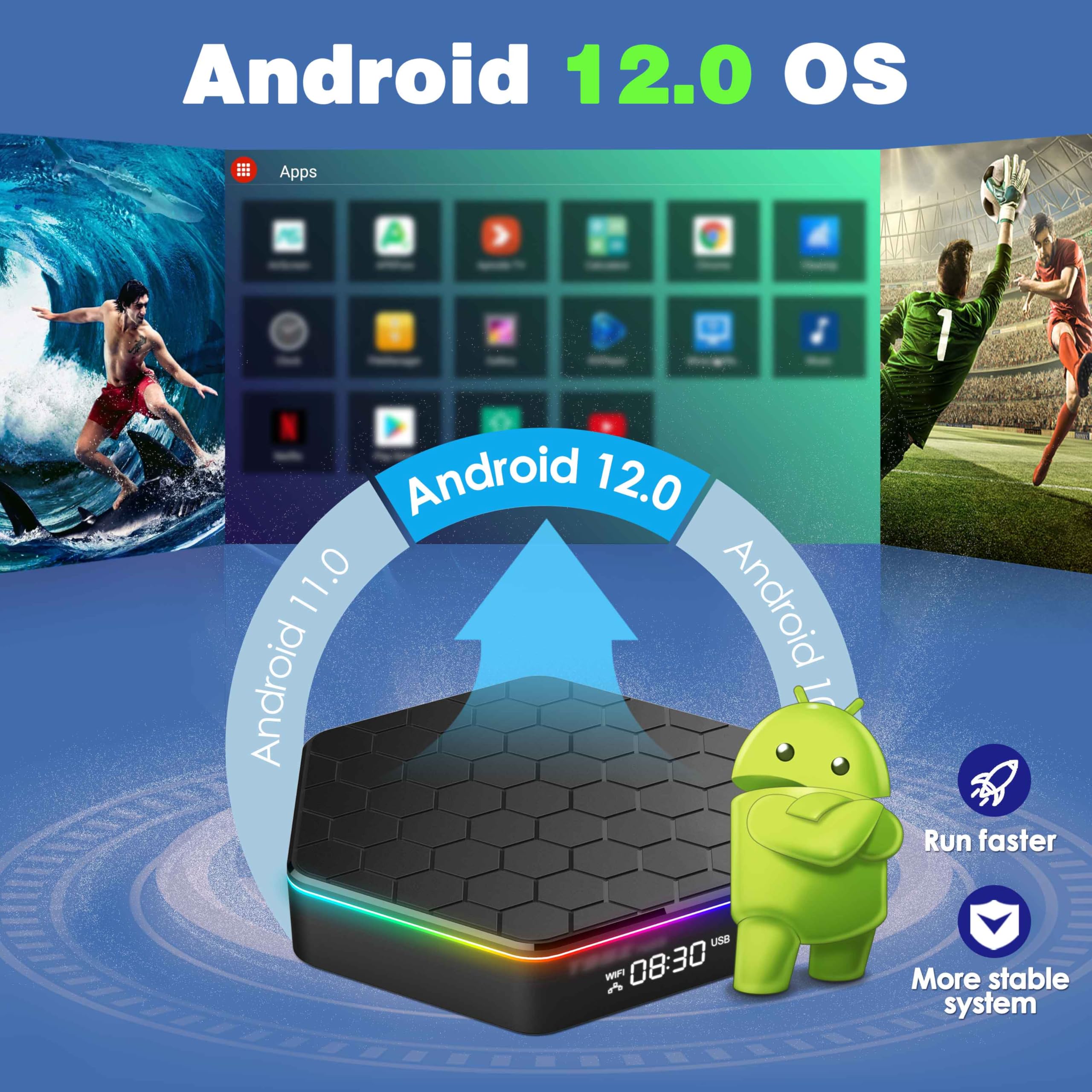 Bl Android Tv Box 12.0, 6K Tv Box 4Gb Ram 64Gb Rom, Android Tv Box 2025 6K 4K Wi-Fi 6 With Hdr10+ H618 Quad-Core Cpu 2.4G/5G Wi-