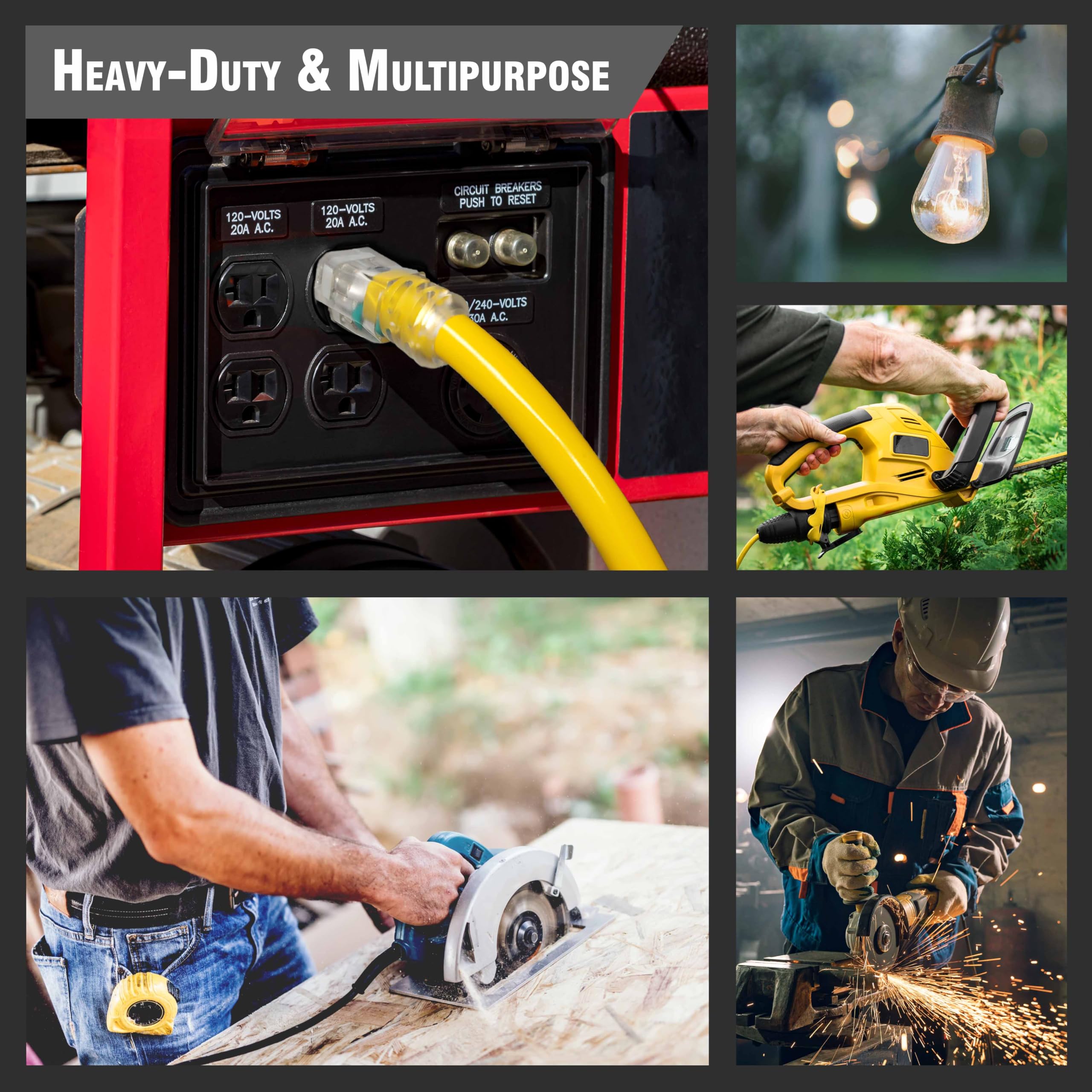 10 Ft 123 Heavy Duty 3 Outlet Lighted Sjtw Indooroutdoor Yellow Extension Cord By Watts Wire   Short 10 12 Gauge Grounded 15 Amp