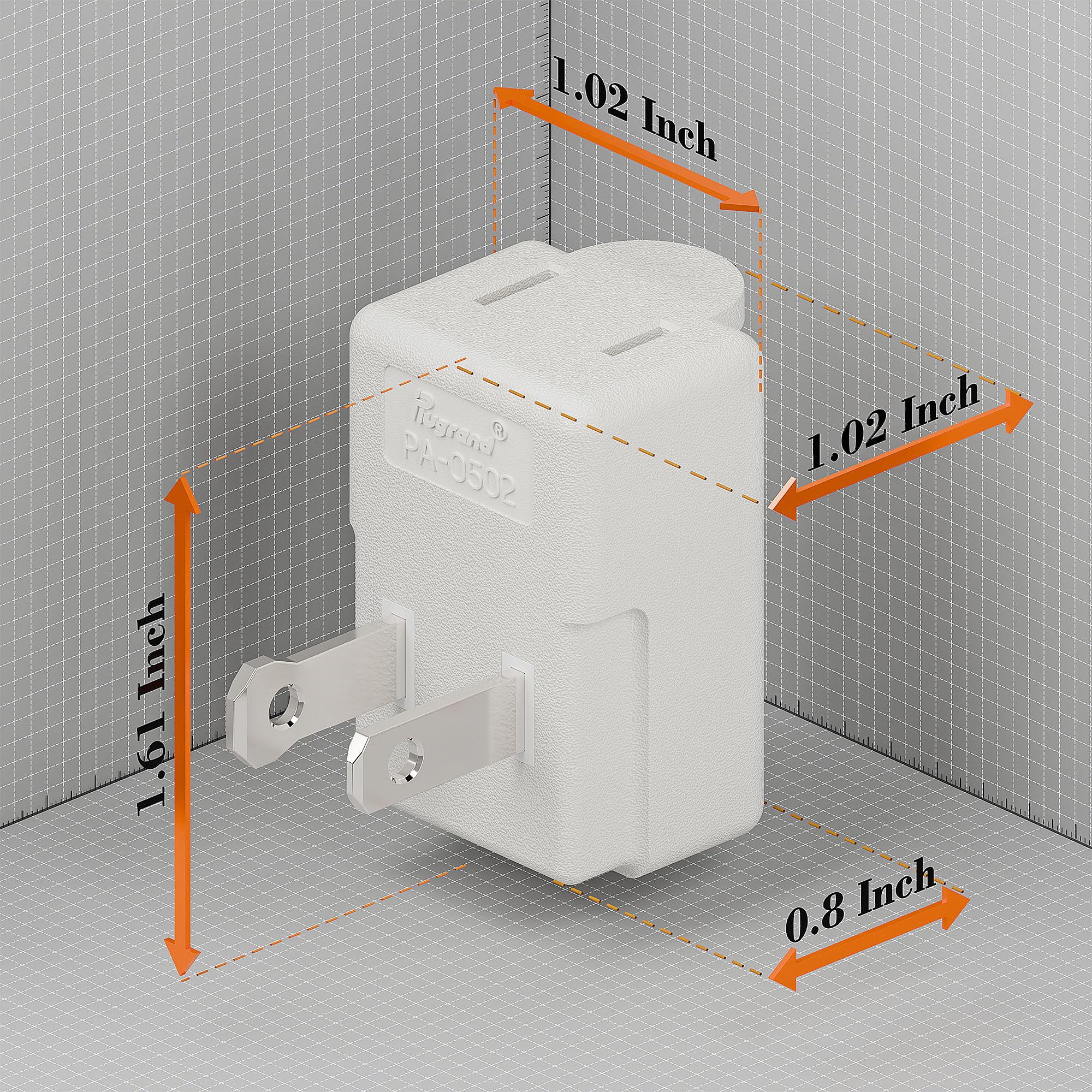 Polarized 2 Prong L Type Adapter, Vertical Right Angled Down Angle Ac Adapter, Nema 1 15P Usa Outlet Saver Extension Adapter Hig