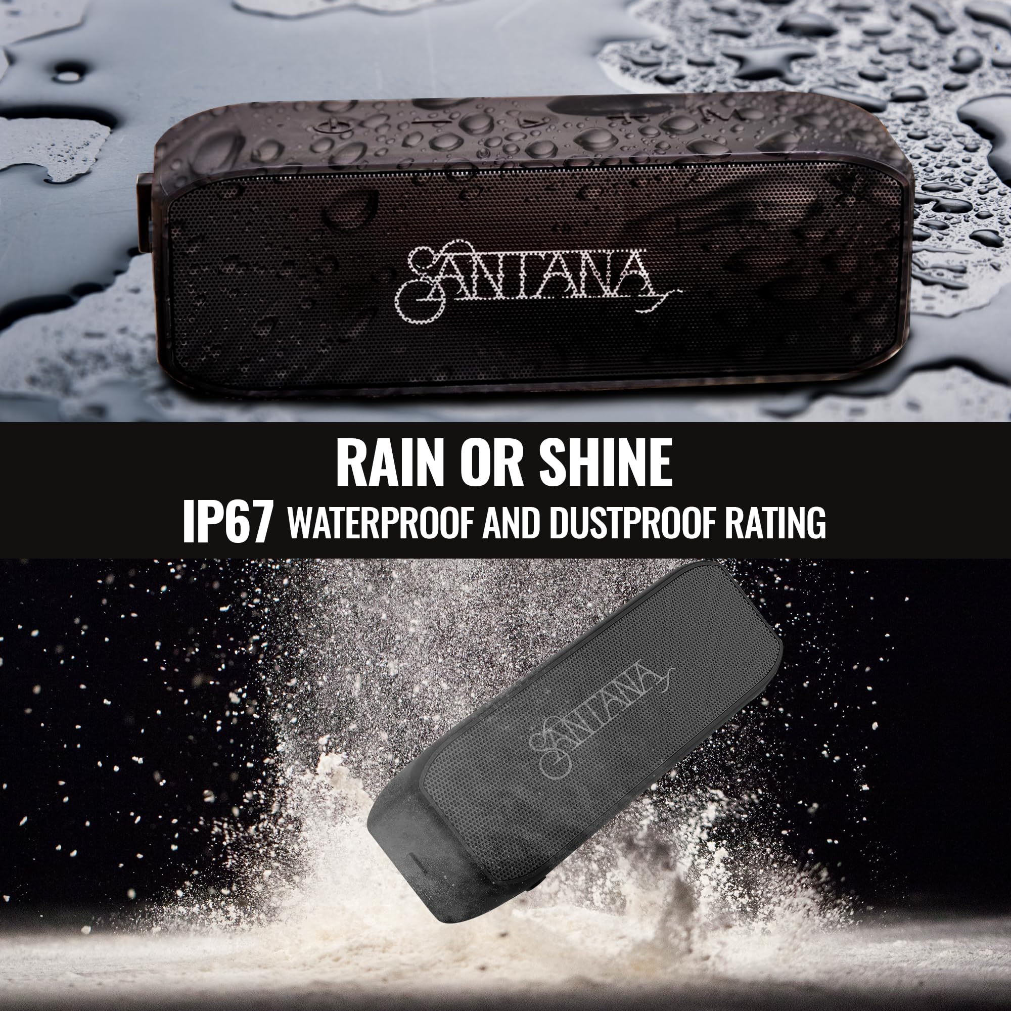 Santana By Carlos Santana Samba 40W High Power Bluetooth Speaker With 48Mm Drivers, Isolated Subwoofer, Ip67 Waterproof, True Wireless Surround Sound, 20+ Hours Battery Life (Samba, Single Pack)