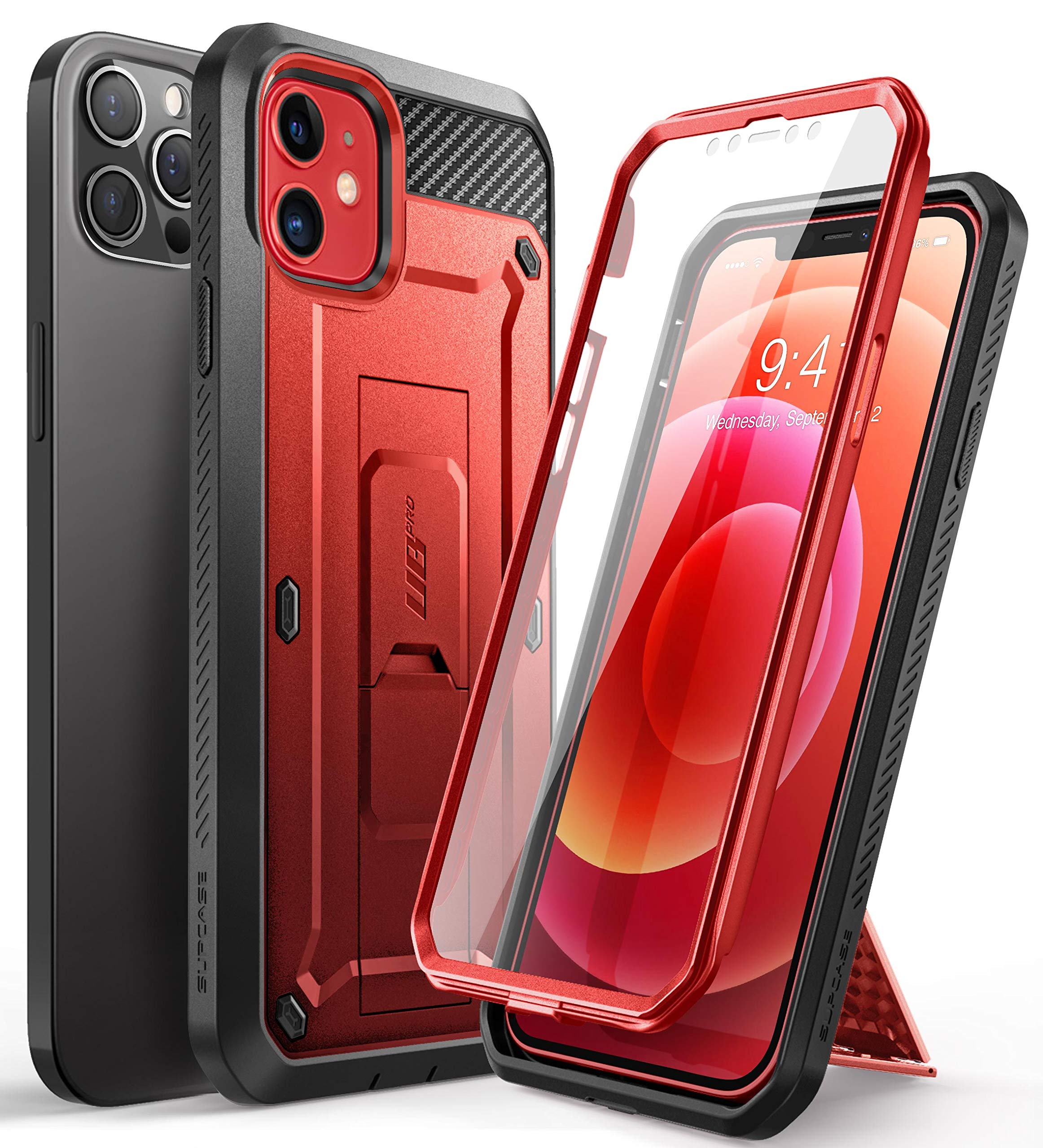 SUPCASE for iPhone 12 Case/iPhone 12 Pro Case with Screen Protector (Unicorn Beetle Pro), [Built-in Stand & Belt-Clip] Full-Body