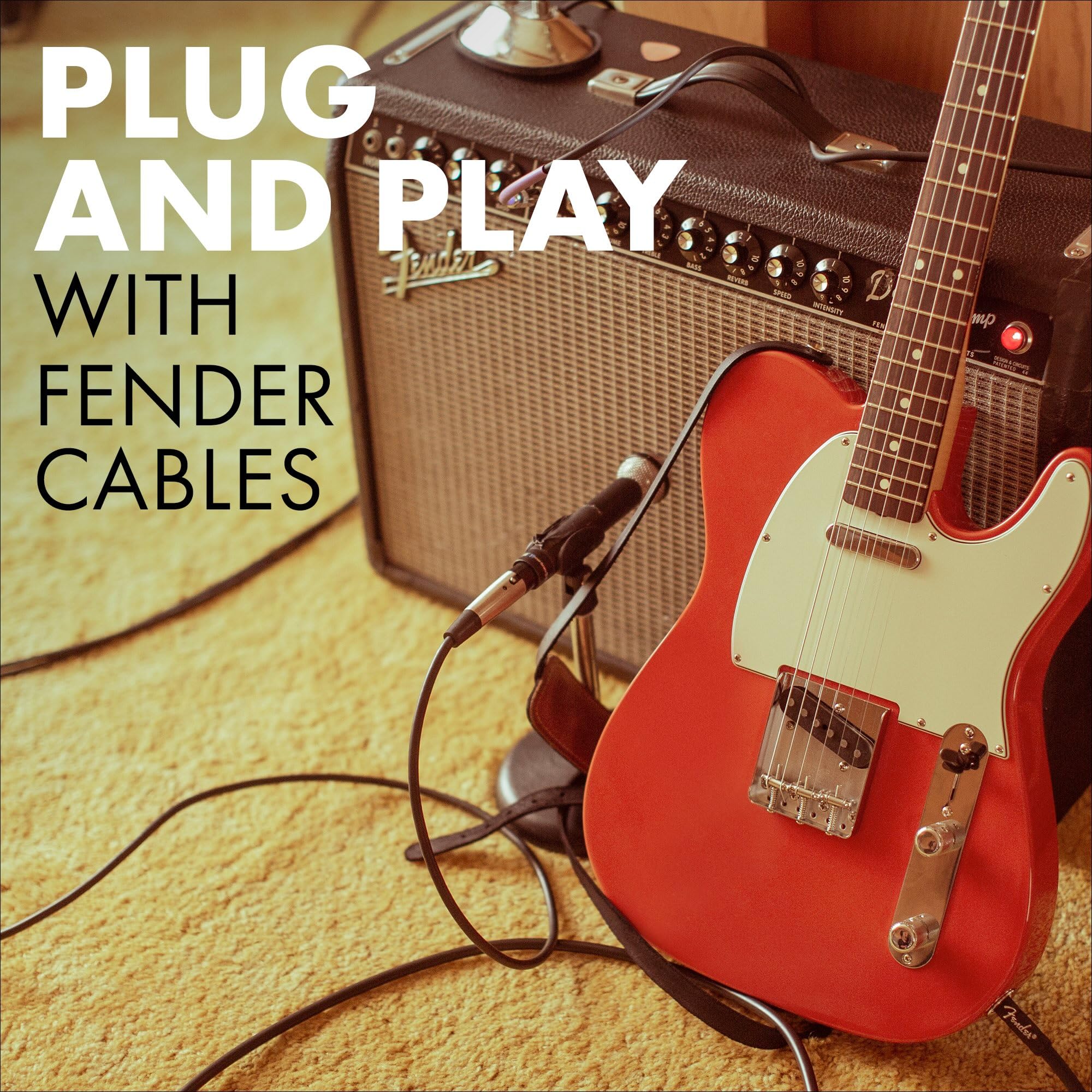 Fender Professional Series Instrument Cable, Guitar Cable, Guitar Accessories, Straight/Angle, Black, 10Ft