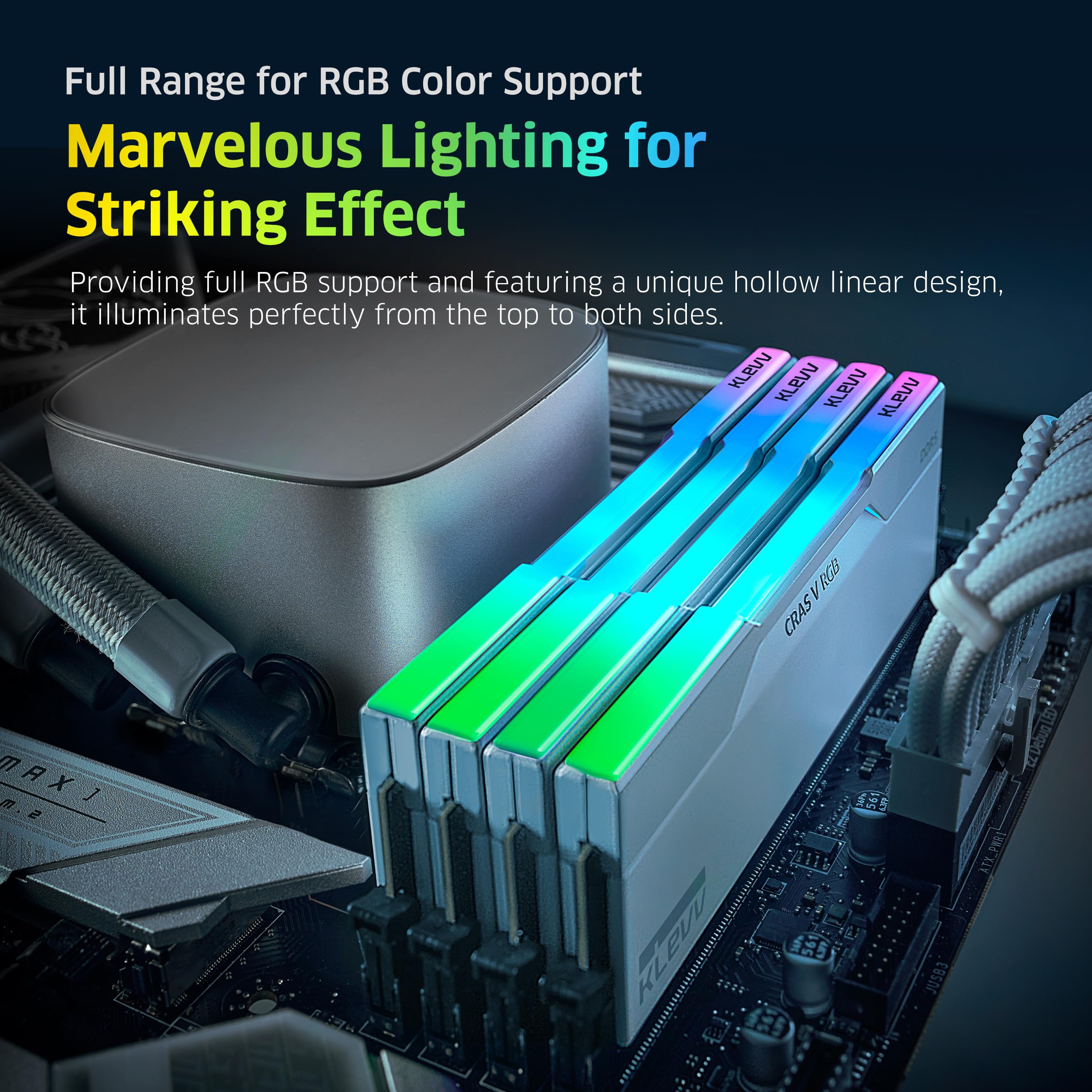 Klevv Cras V Rgb Ddr5 32Gb (2X16Gb) 6400Mhz Cl32 A Die 1.35V Gaming Desktop Ram Memory Sk Hynix Chip Xmp 3.0 / Amd Expo Ready
