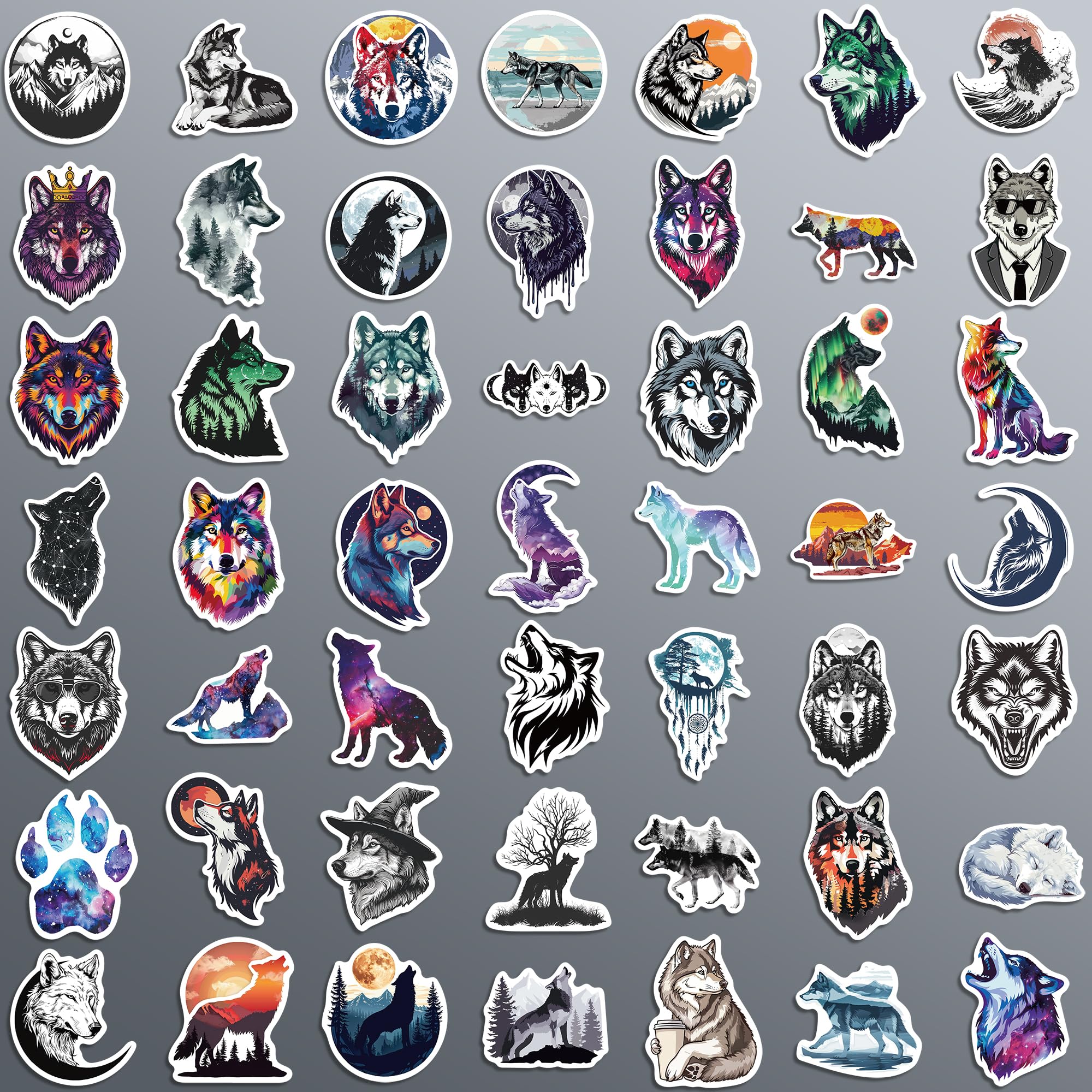 100 Pcs Wolf Stickers,Wild Wolf Gifts For Kids Teens Girls,Unique Designed Vinyl Waterproof Stickers For Hydroflask Water Bottle Laptop Computer Skateboard