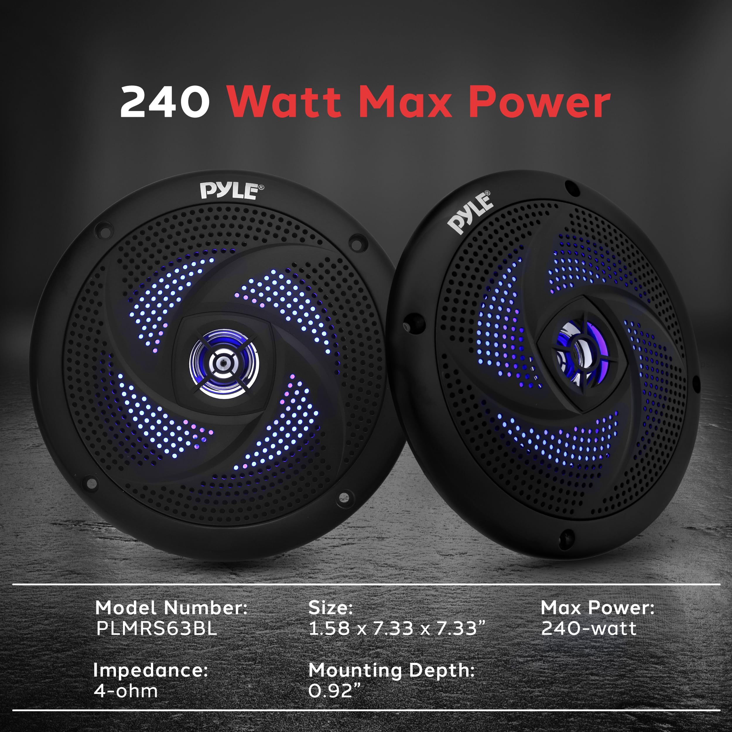 Pyle Marine Waterproof Speakers 6.5    - Low Profile Slim Style Wakeboard Tower And Weather Resistant Outdoor Audio Stereo Sound
