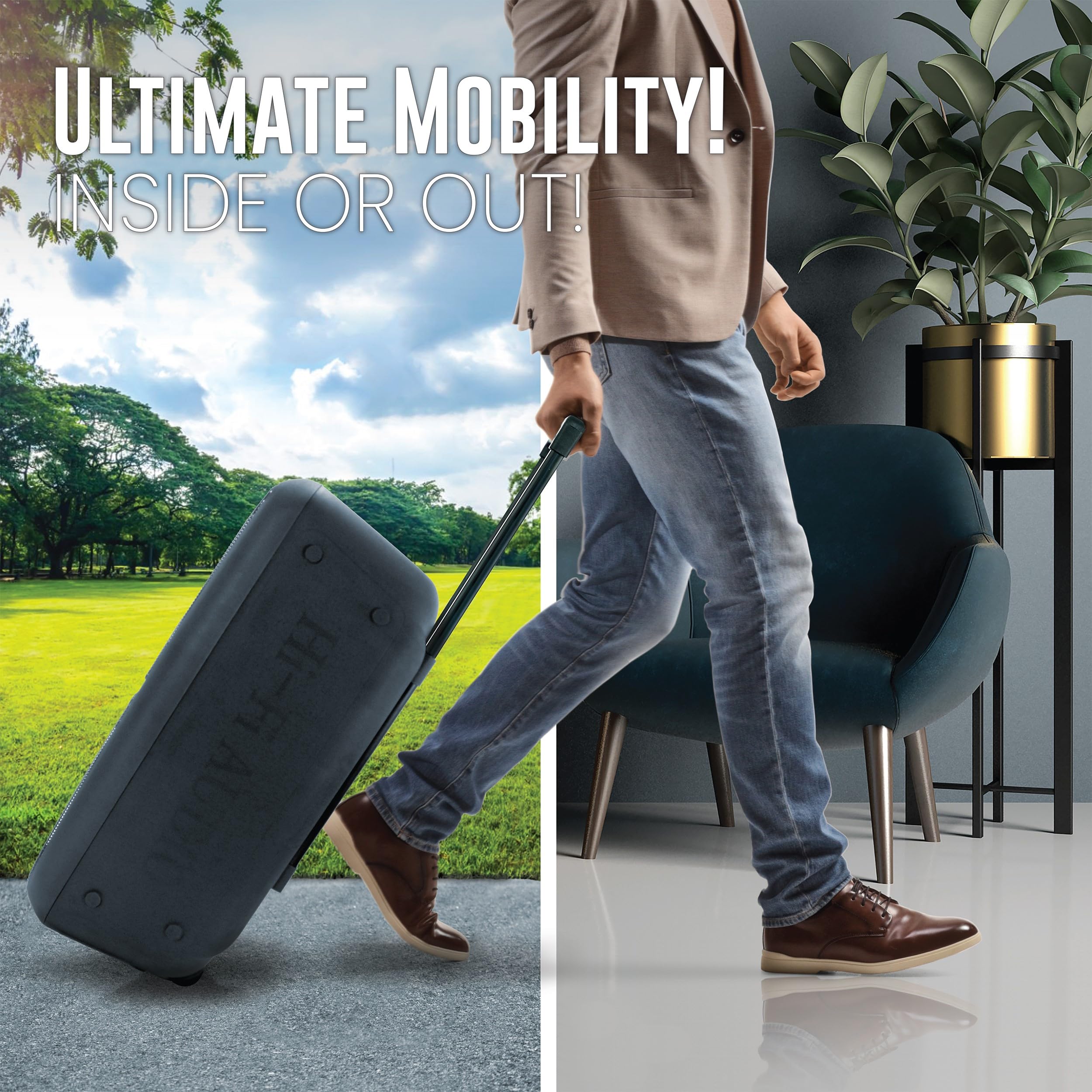 Qfx Pbx-100 Bluetooth Wireless Portable Party Speakers With Dual 10 Woofers - Rechargeable, Led Party Lights, 5-Band Eq, Usb/Tf