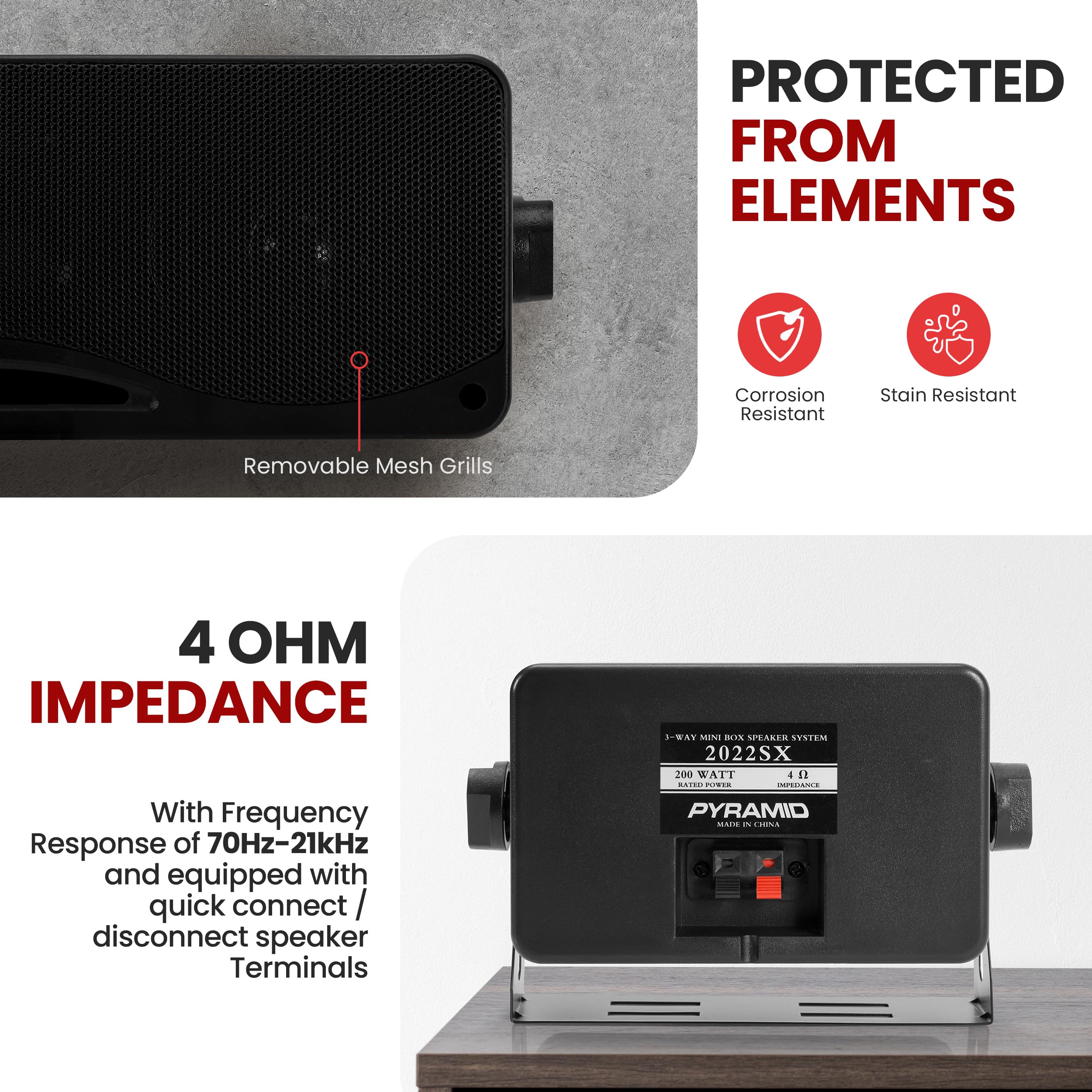 Pyramid 3 Way Indoor Outdoor Speaker System   3.5 Inch 200W Pair Of Mini Box Ceiling Wall Mount Speakers W/1'' Tweeter, 3.25'' W