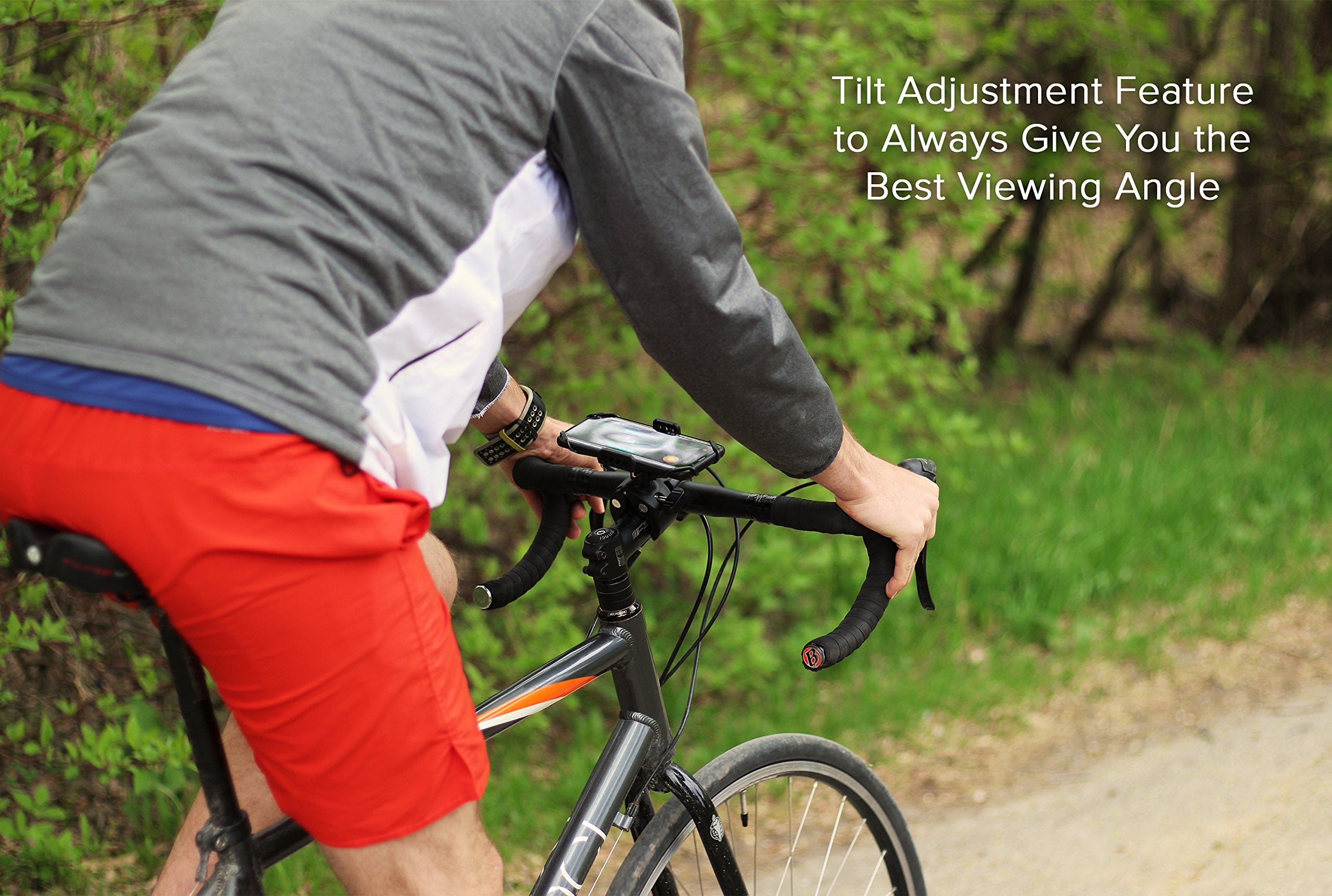 E Tronic Edge Bike Phone Mount - Rotating Cell Phone Holder For Bicycle Handlebar Compatible With Iphone 12 11 X 8 8S 7 7S 6 6S