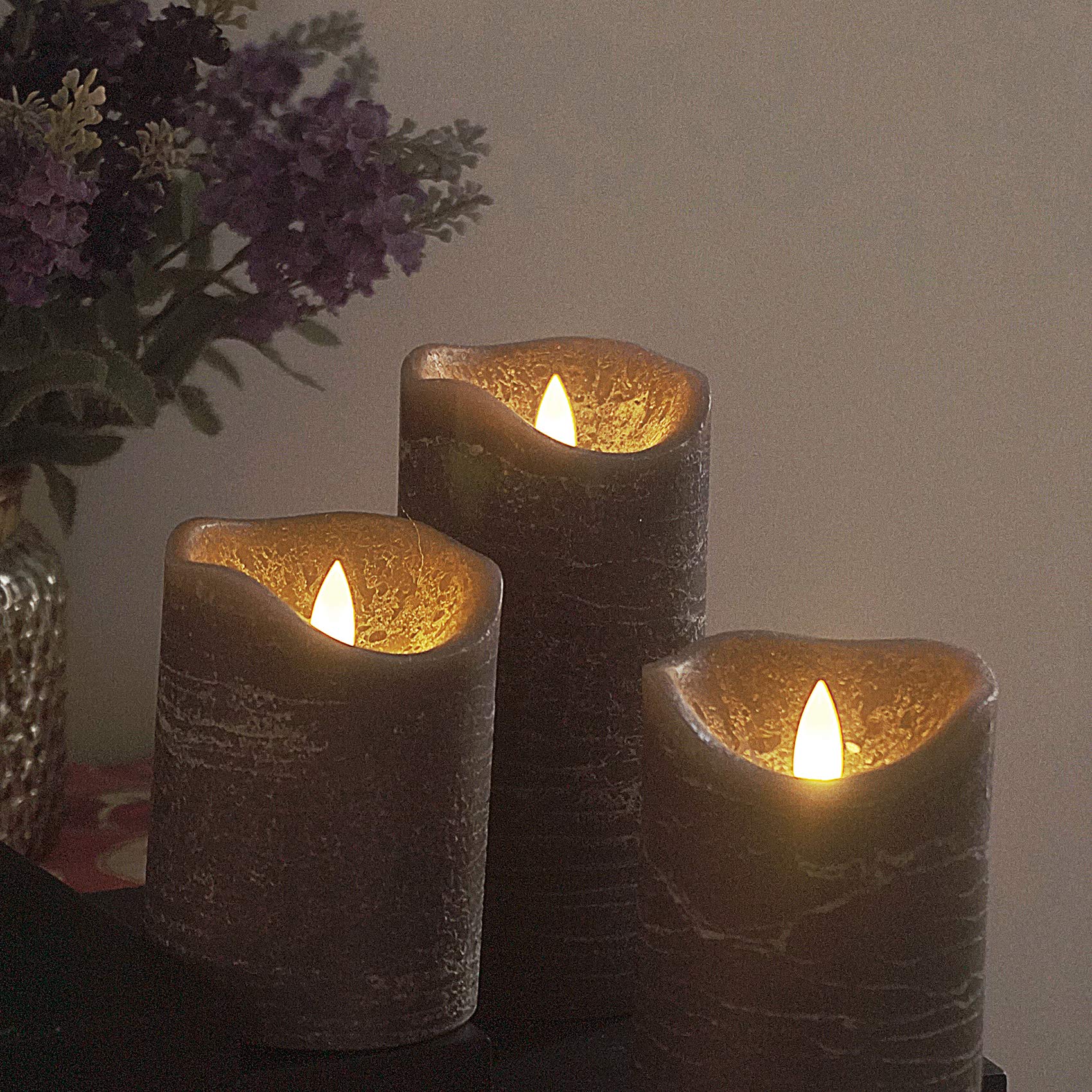 Battery Operated Flameless Candles With Remote Timer Real Wax Realistic Bright Flicker Flickering Electric Electronic Led Pillar