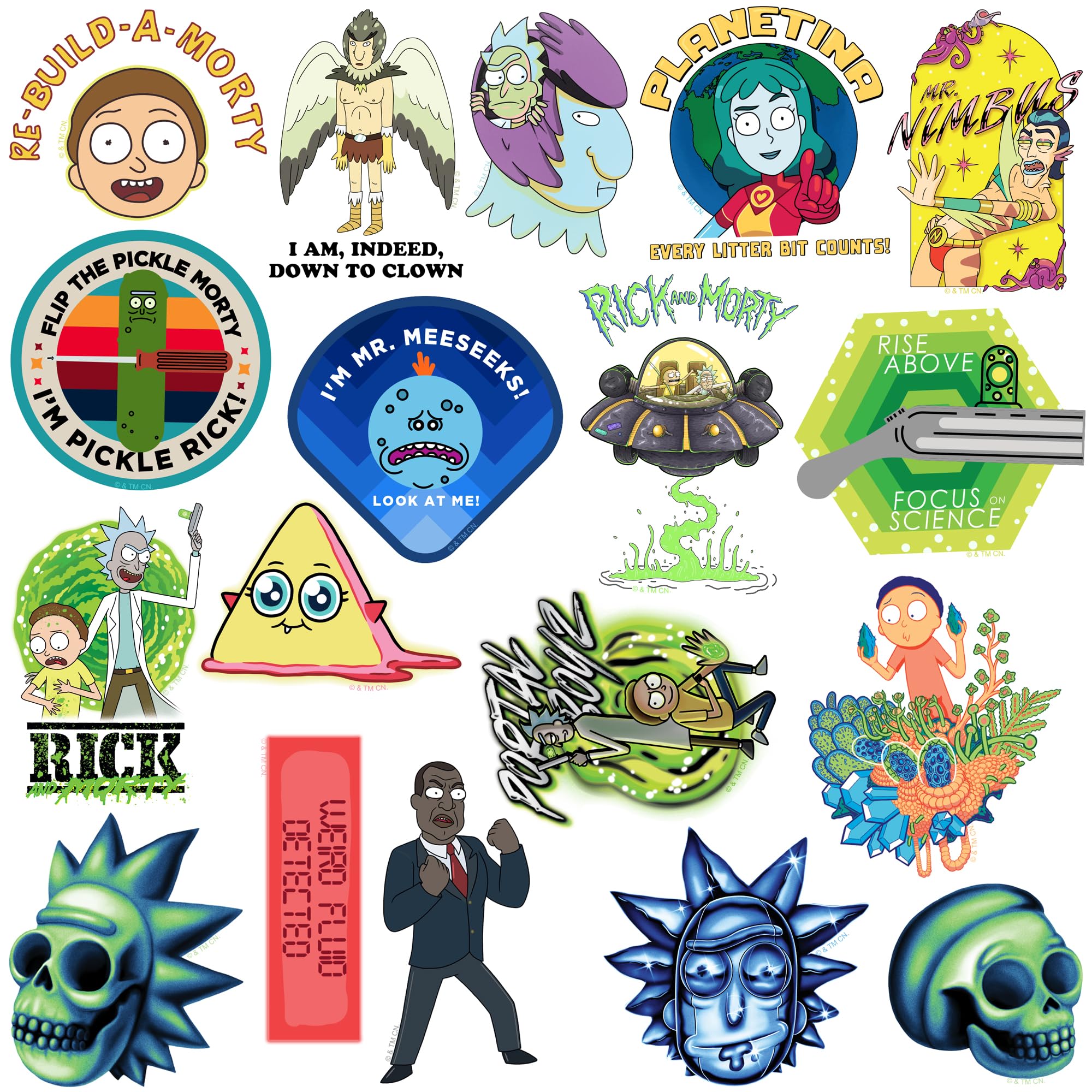 Rick And Morty Trendy 50Ct Vinyl Large Deluxe Stickers Variety Pack   Laptop, Water Bottle, Scrapbooking, Tablet, Skateboard, In