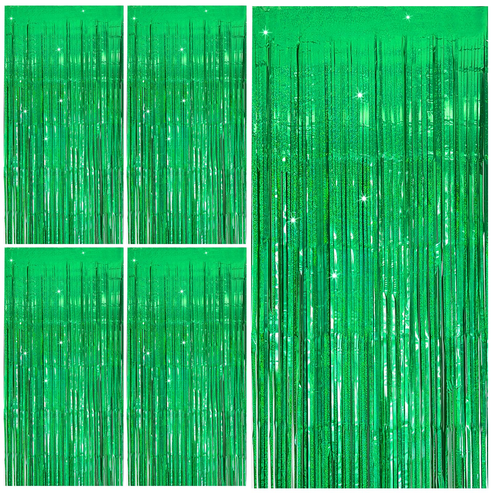Tinsel Curtain Party Backdrop Green Birthday Party Decorations 5 Packs Glitter Foil Fringe Curtain Party Decor Streamers Photo B
